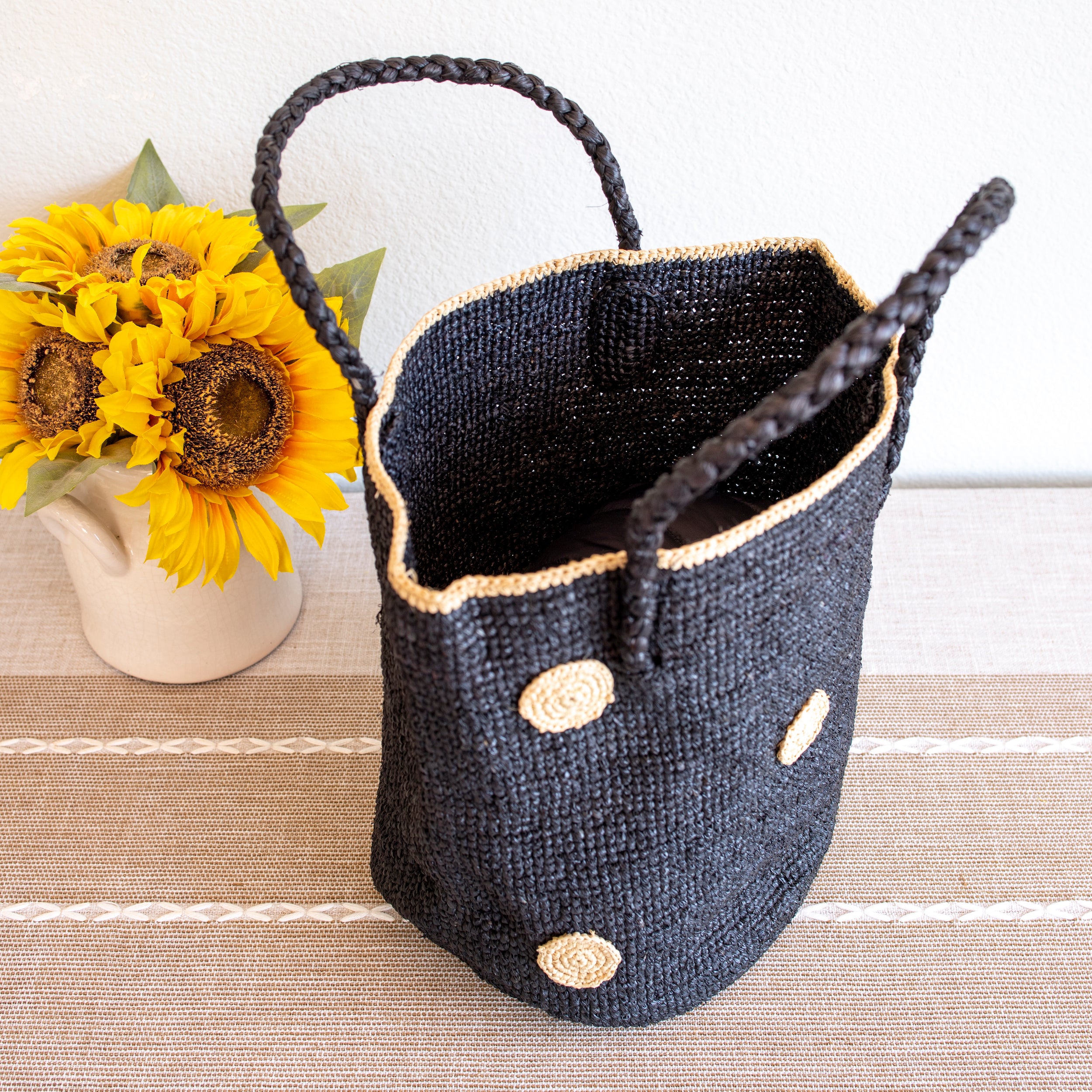 Polka Dot Design Raffia Woven Summer Straw Tote
