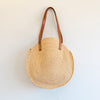 Elena Handbags Round Raffia Woven Shoulder Bag