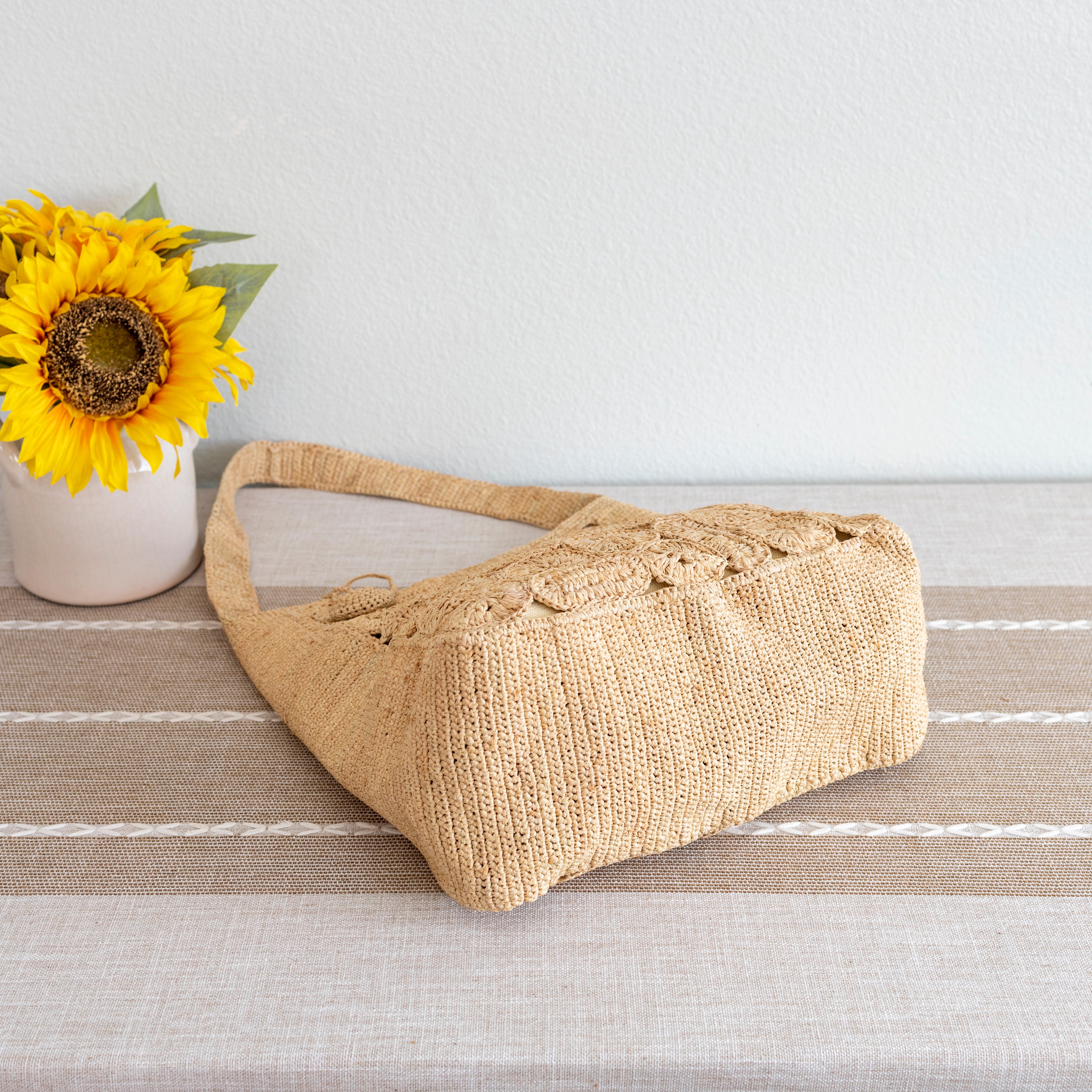 Elena Handbags Soft Raffia Woven Summer Straw Shoulder Bag
