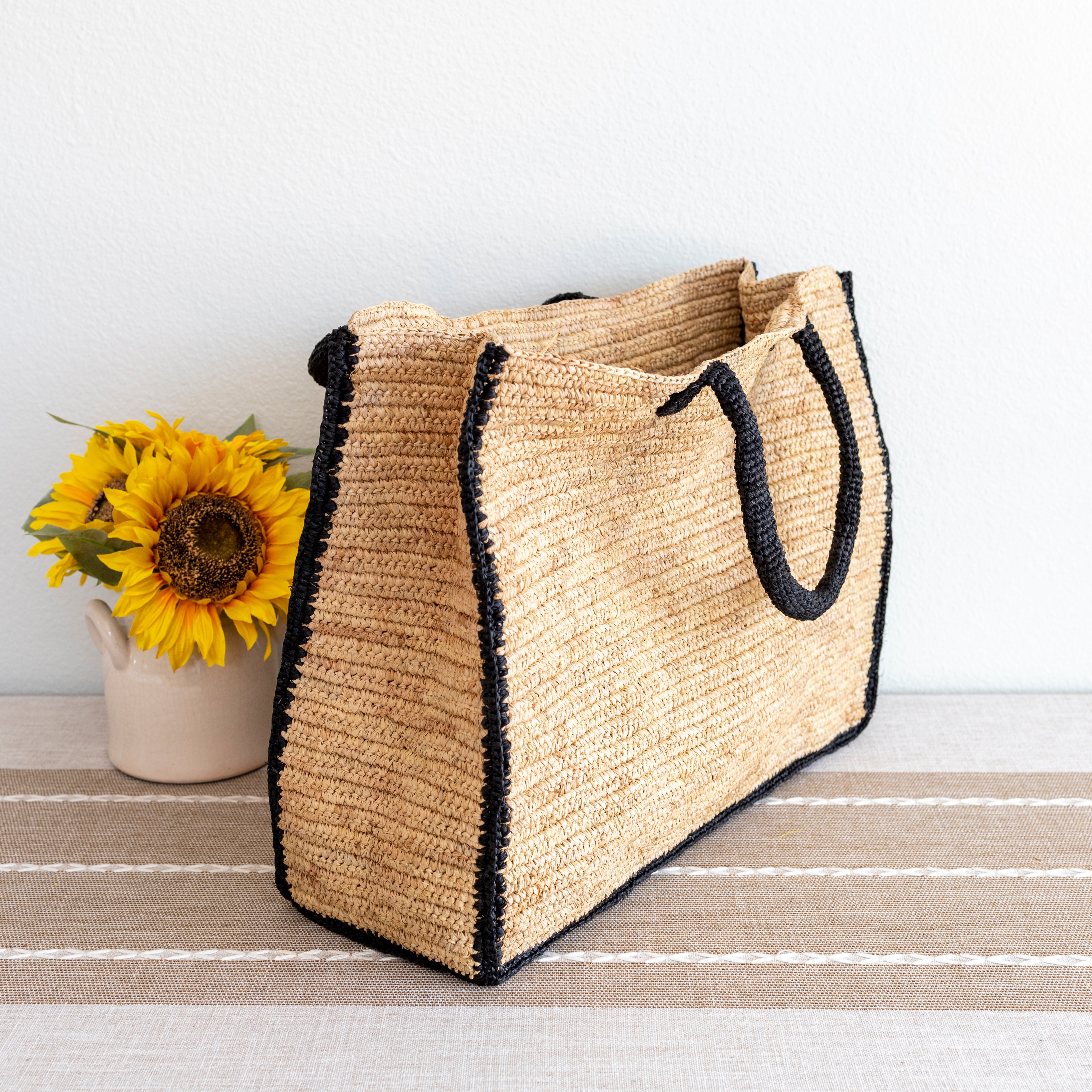 Elena Handbags Extra Large Soft Raffia Woven Summer Straw Tote