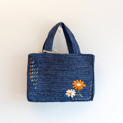 Elena Handbags Everyday Blue Raffia Straw Bag