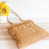 Elena Handbags Straw Woven Summer Fashion Bag with Floral Designs