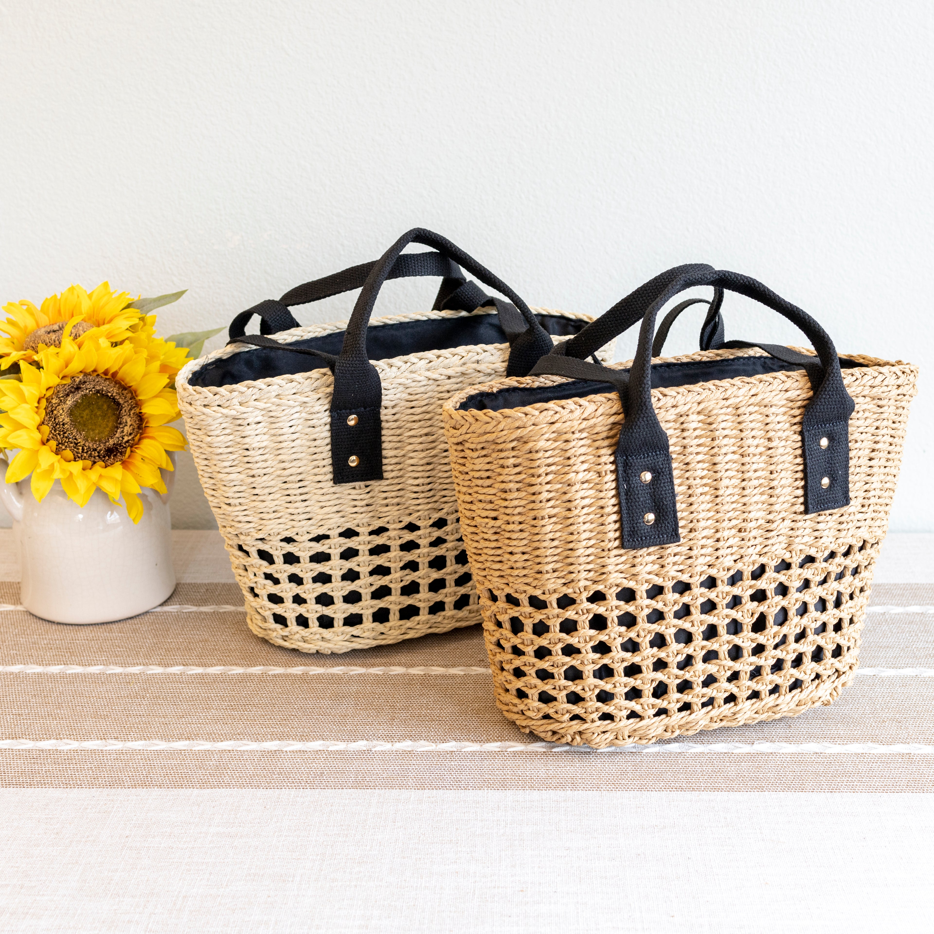 Straw Summer Beach Basket Tote