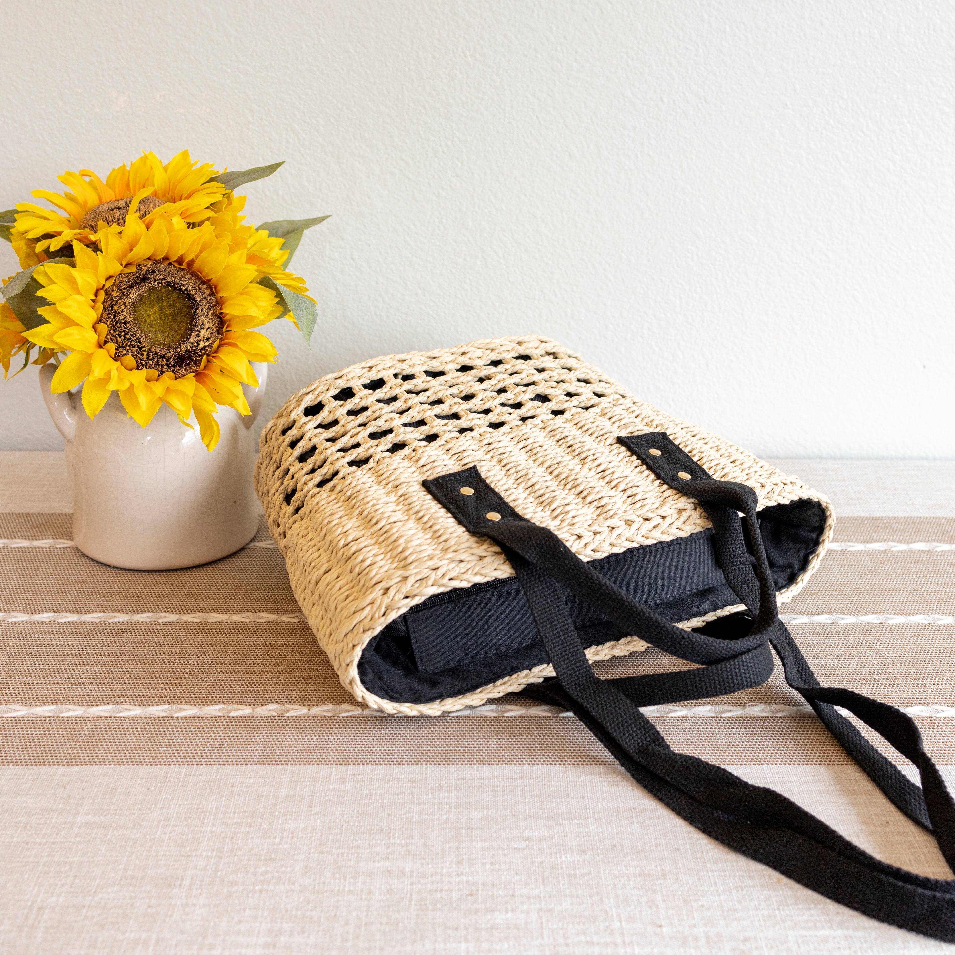 Straw Summer Beach Basket Tote