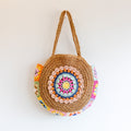 Boho Round Beach Straw Tote