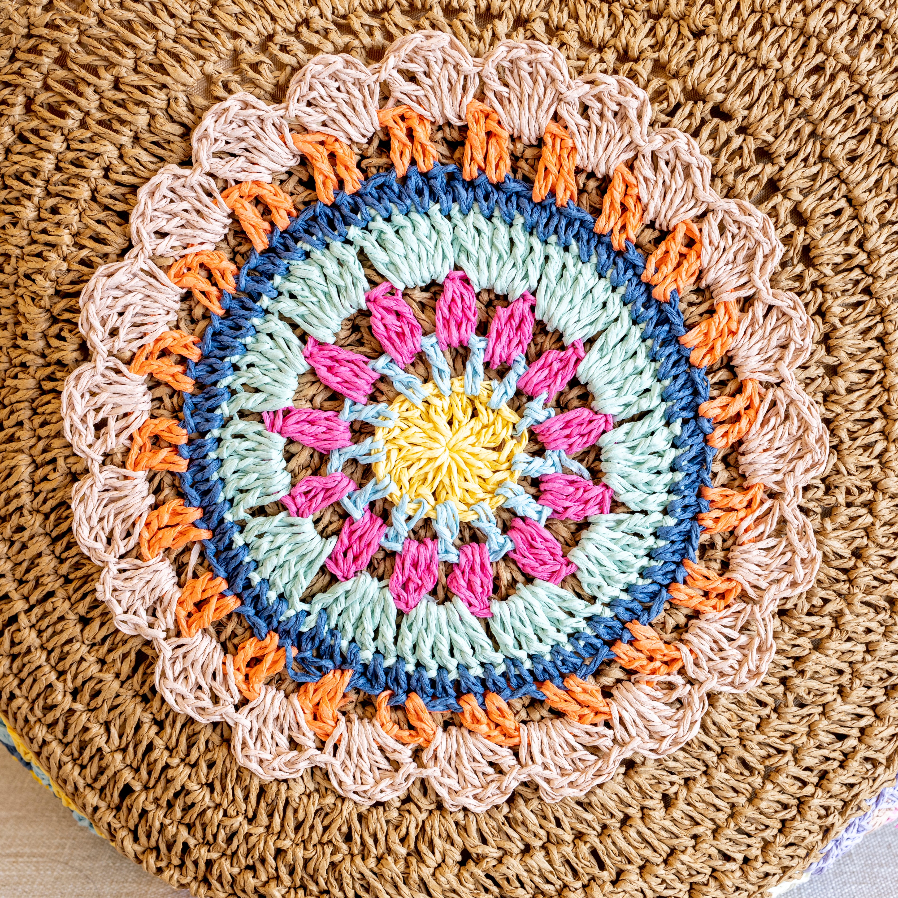 Boho Round Beach Straw Tote