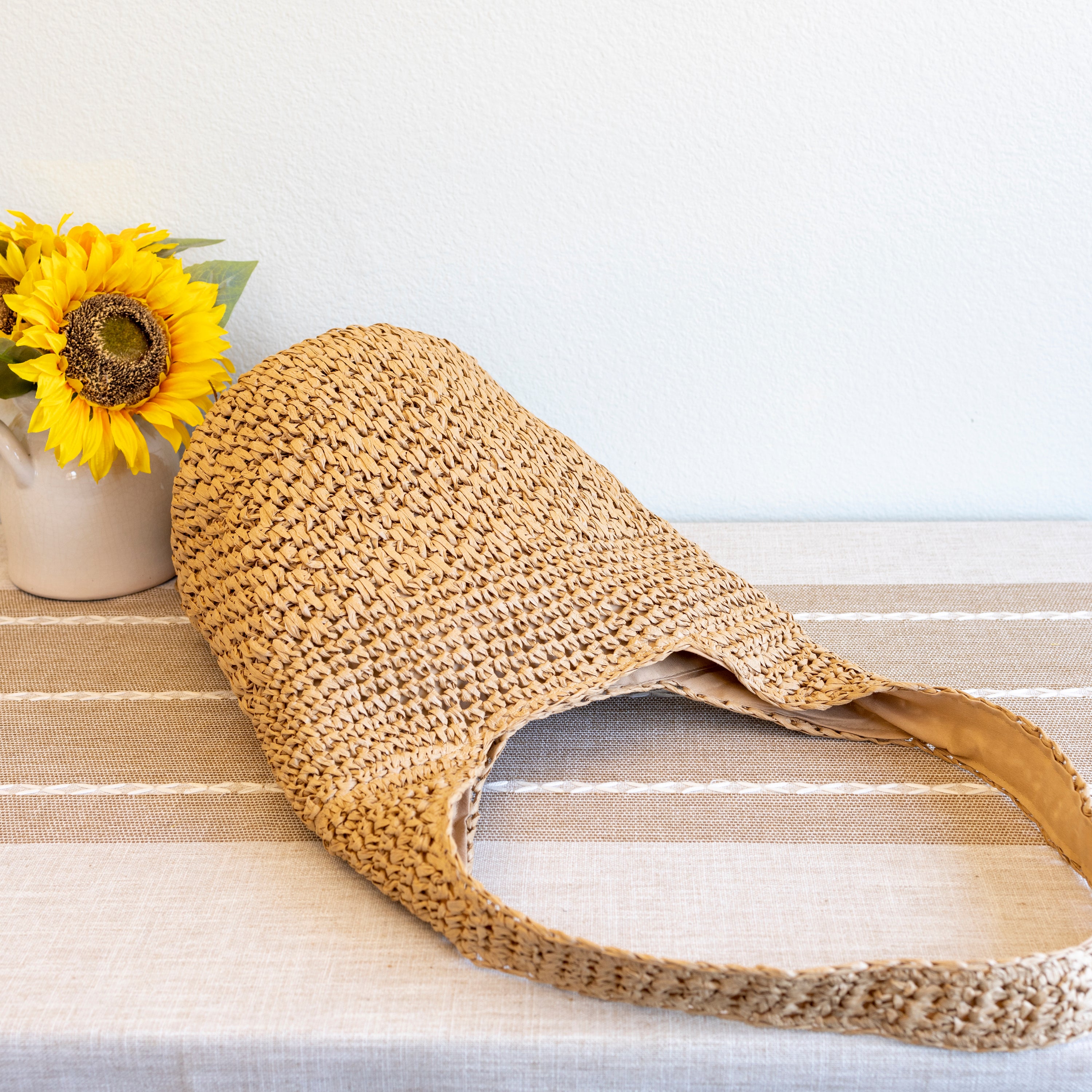 Large Straw Woven Shoulder Bag with Tassel