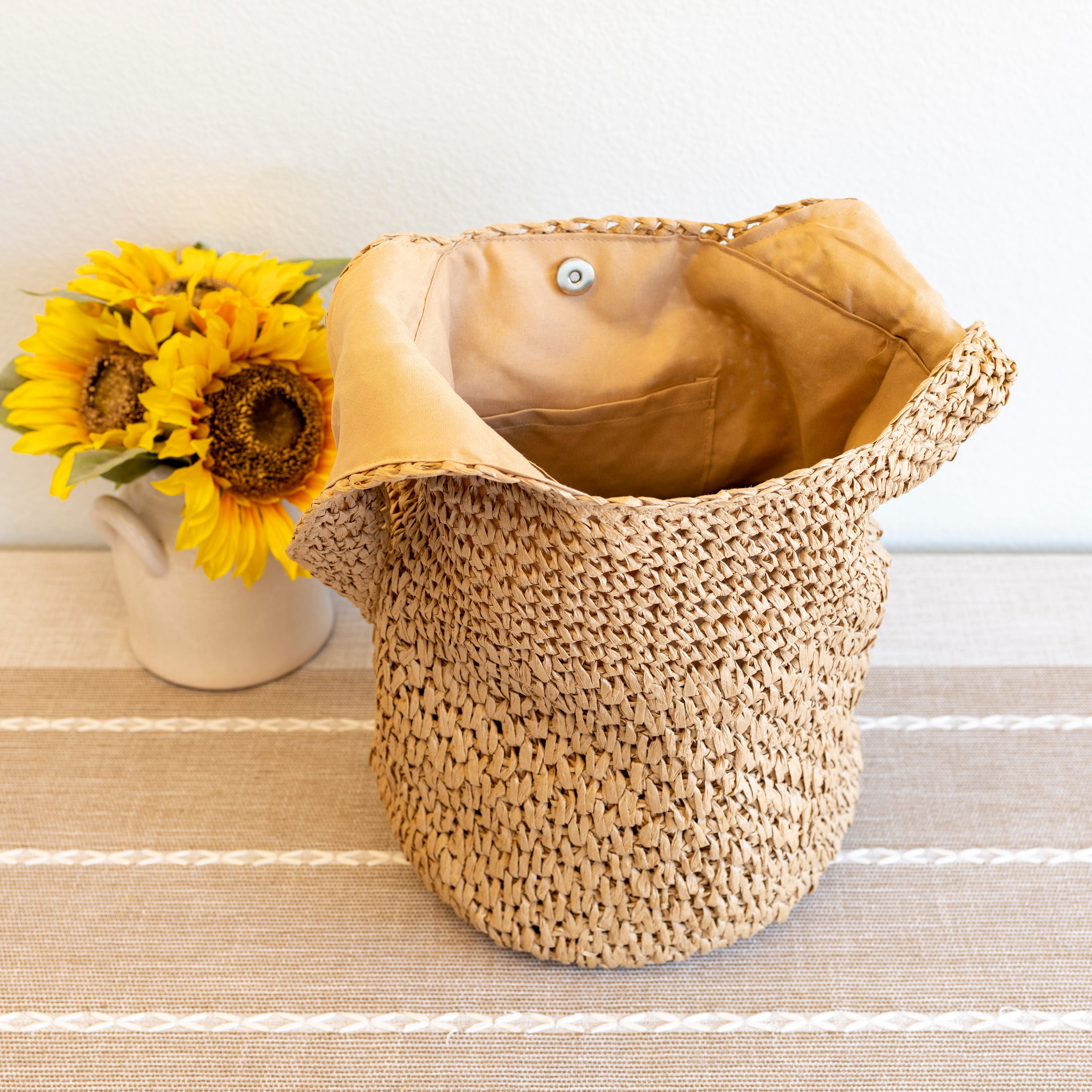 Large Straw Woven Shoulder Bag with Tassel