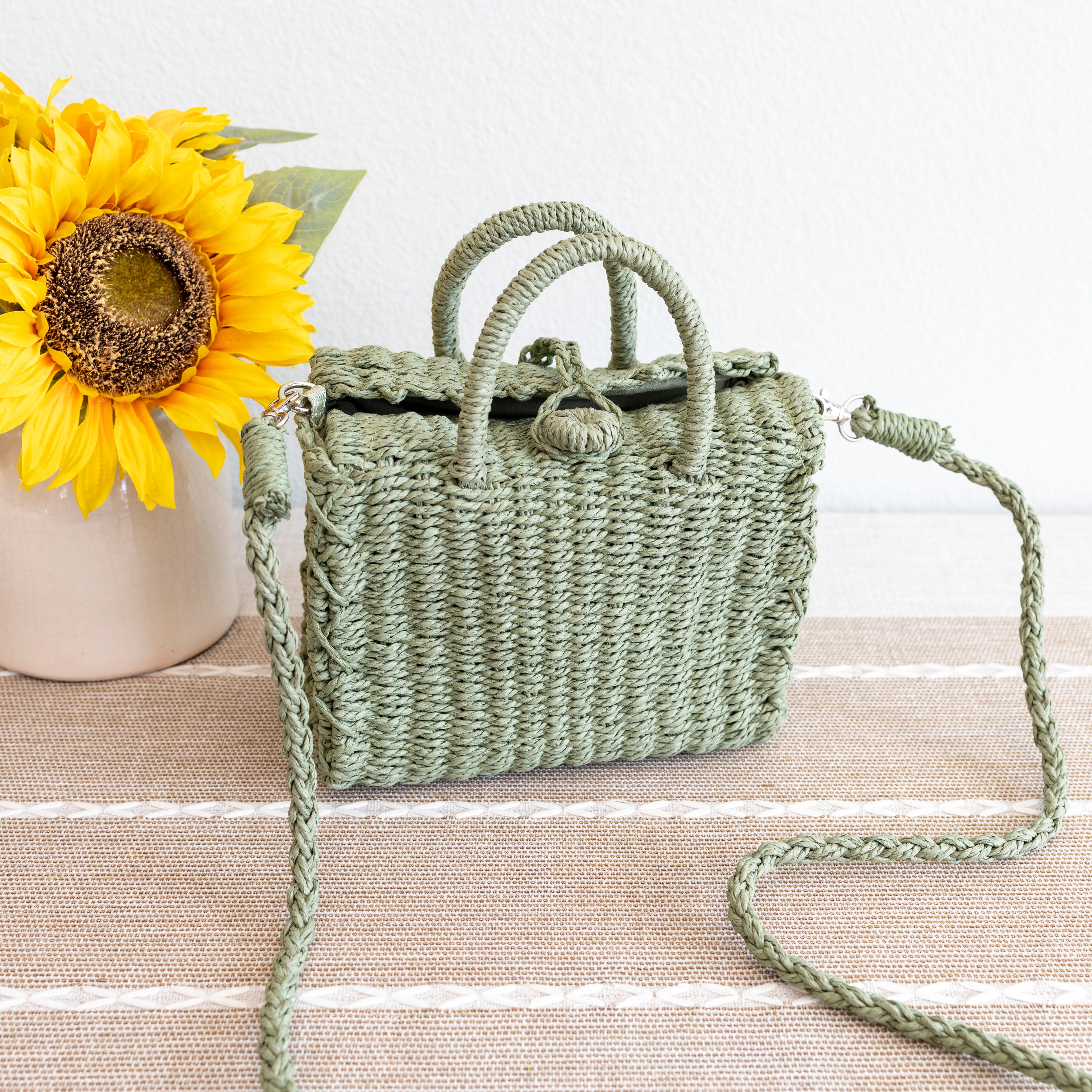 Beach Straw Woven Box Crossbody Bag