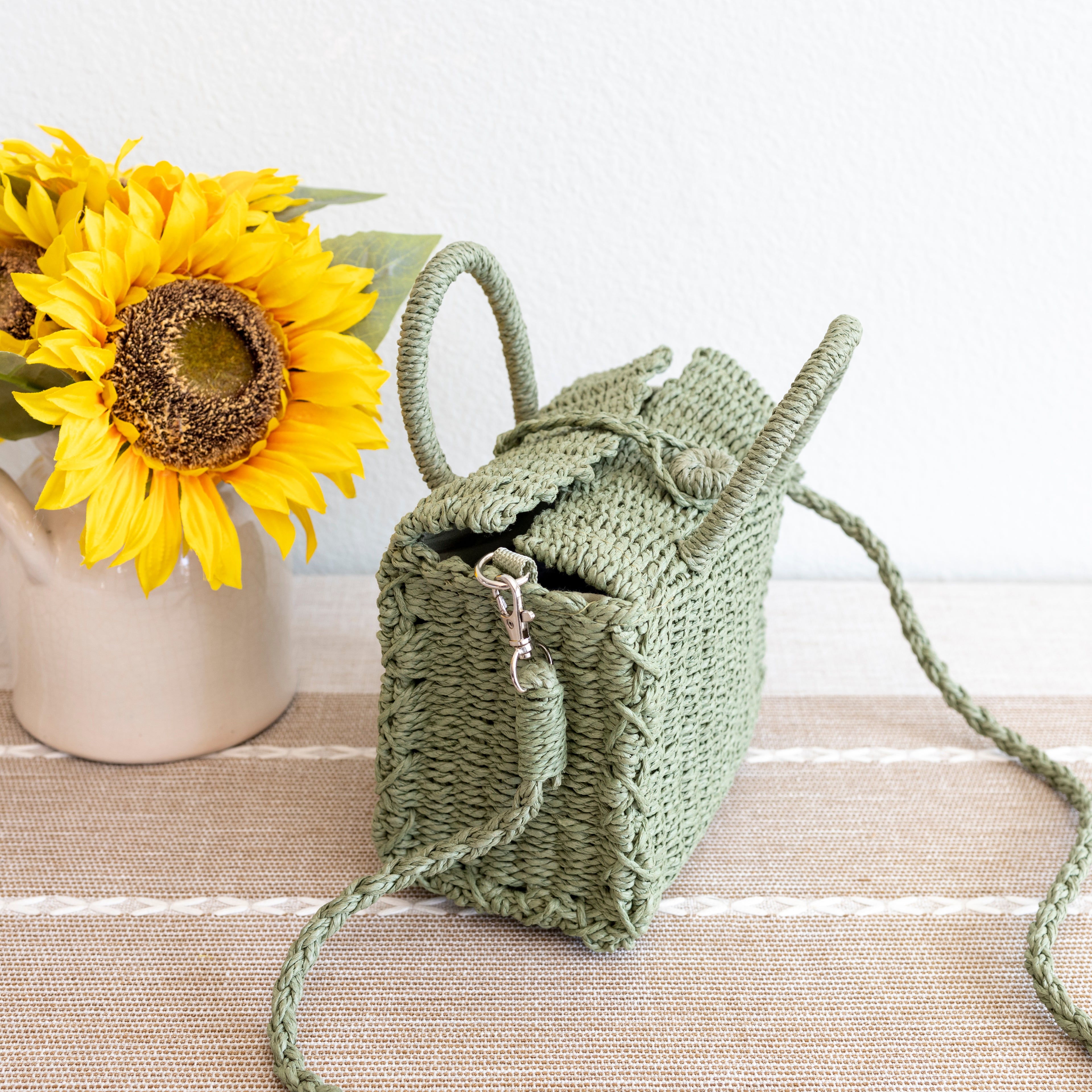 Beach Straw Woven Box Crossbody Bag