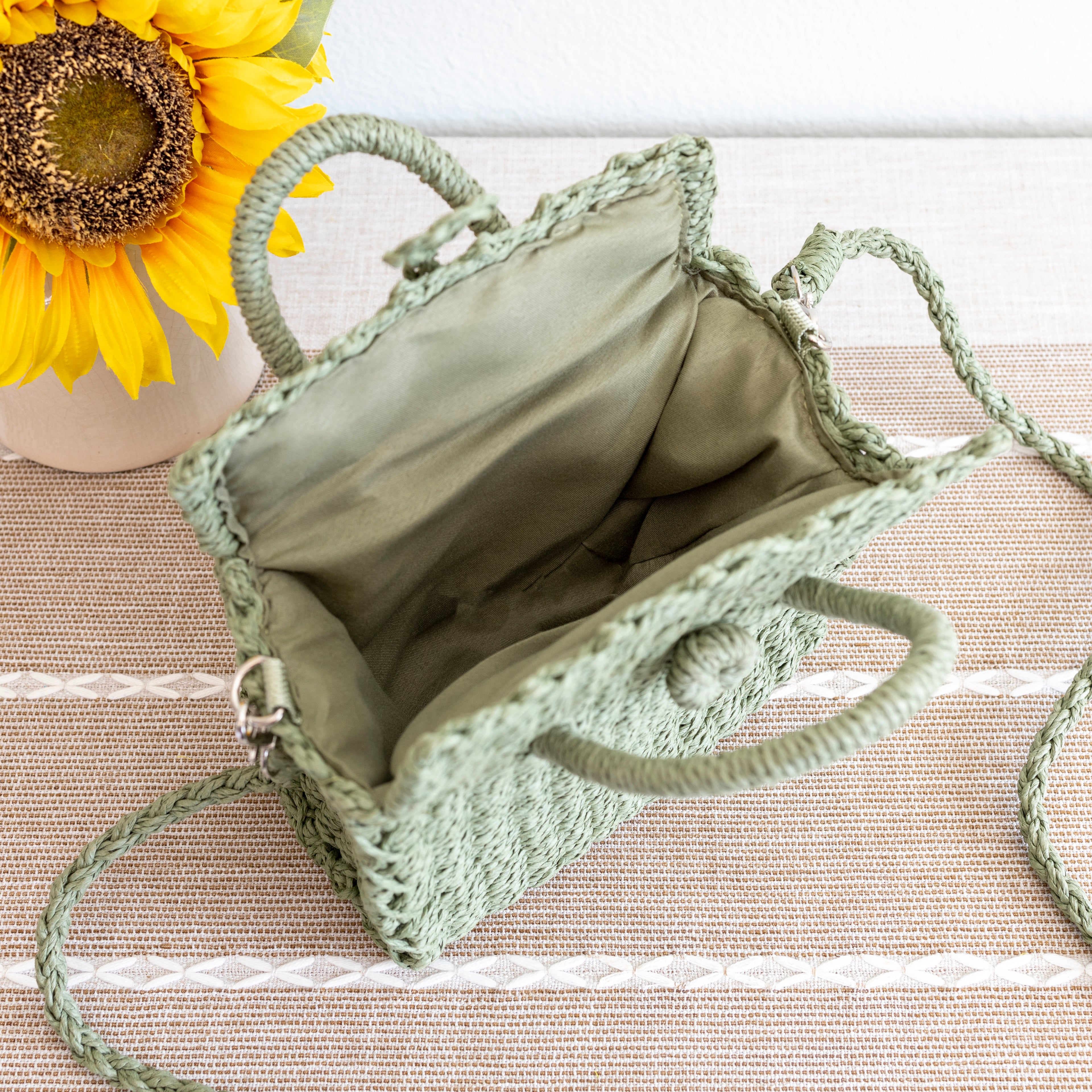 Beach Straw Woven Box Crossbody Bag