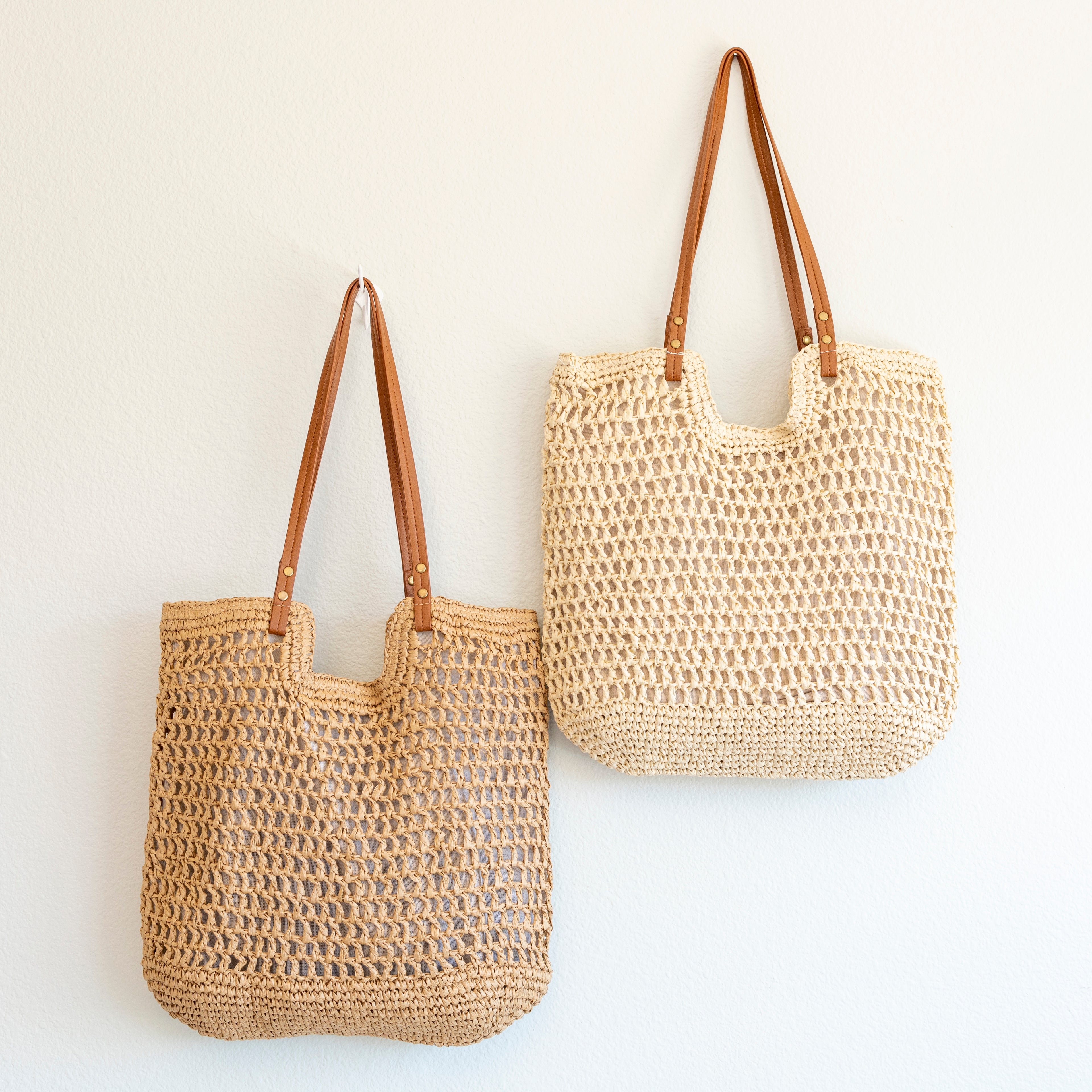 Lightweight Straw Woven Square Tote Bag