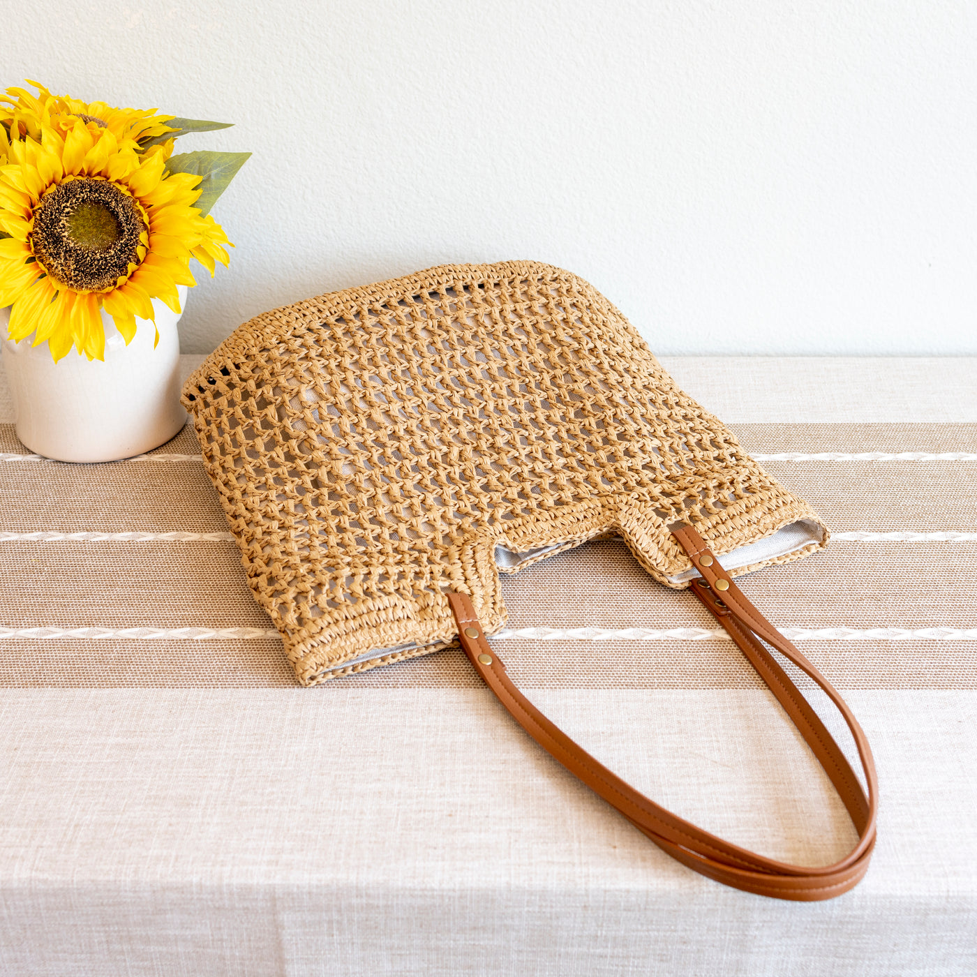 Spring Purses Lightweight Lightweight Straw Woven Square Tote Bag