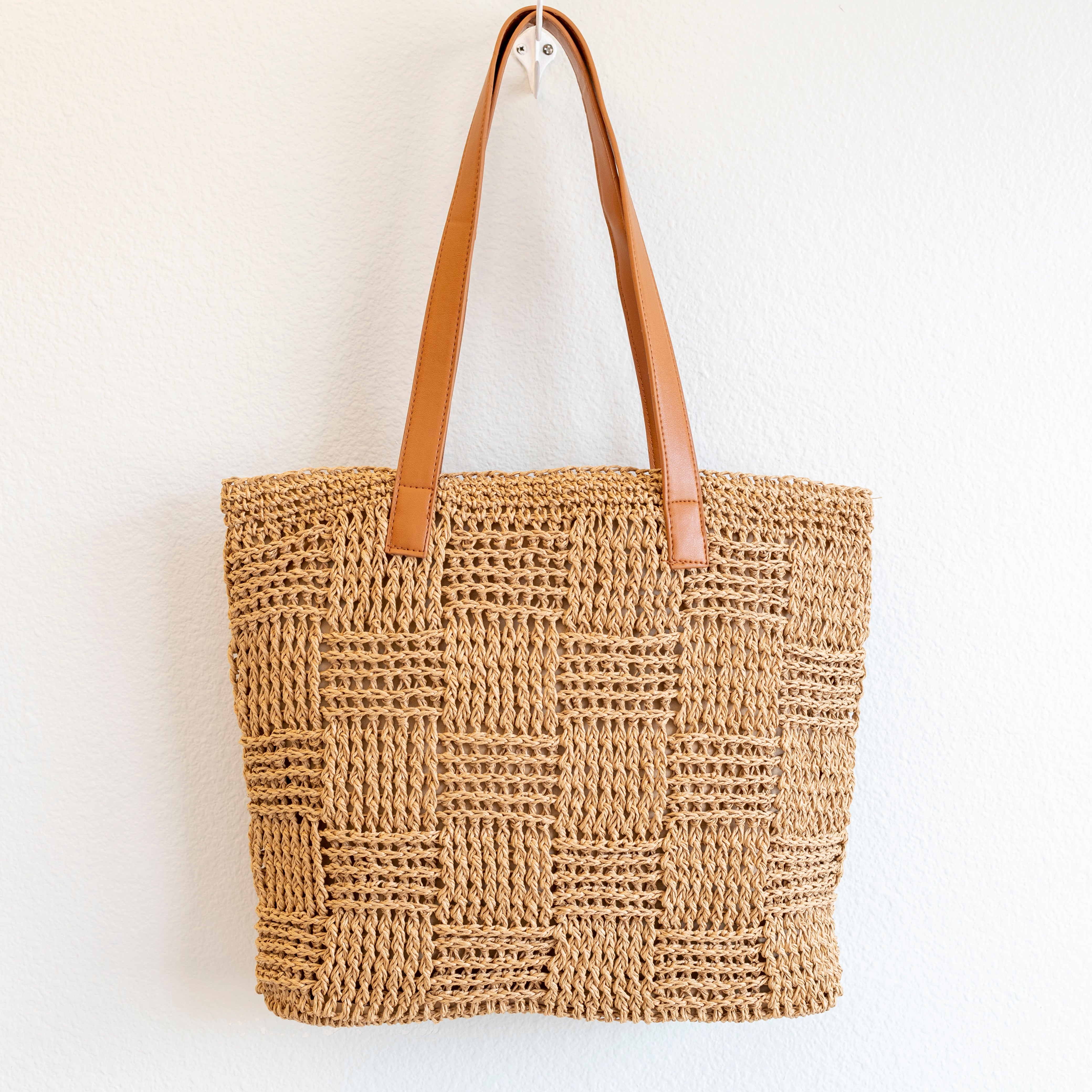 ★ELENA★ ストロー ウーブン トートバッグ 3種 Elena Handbags Large Fashion Straw Tote Work Bag
