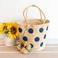 Elena Handbags Natural Raffia Polka Dot Summer Beach Shoulder Tote