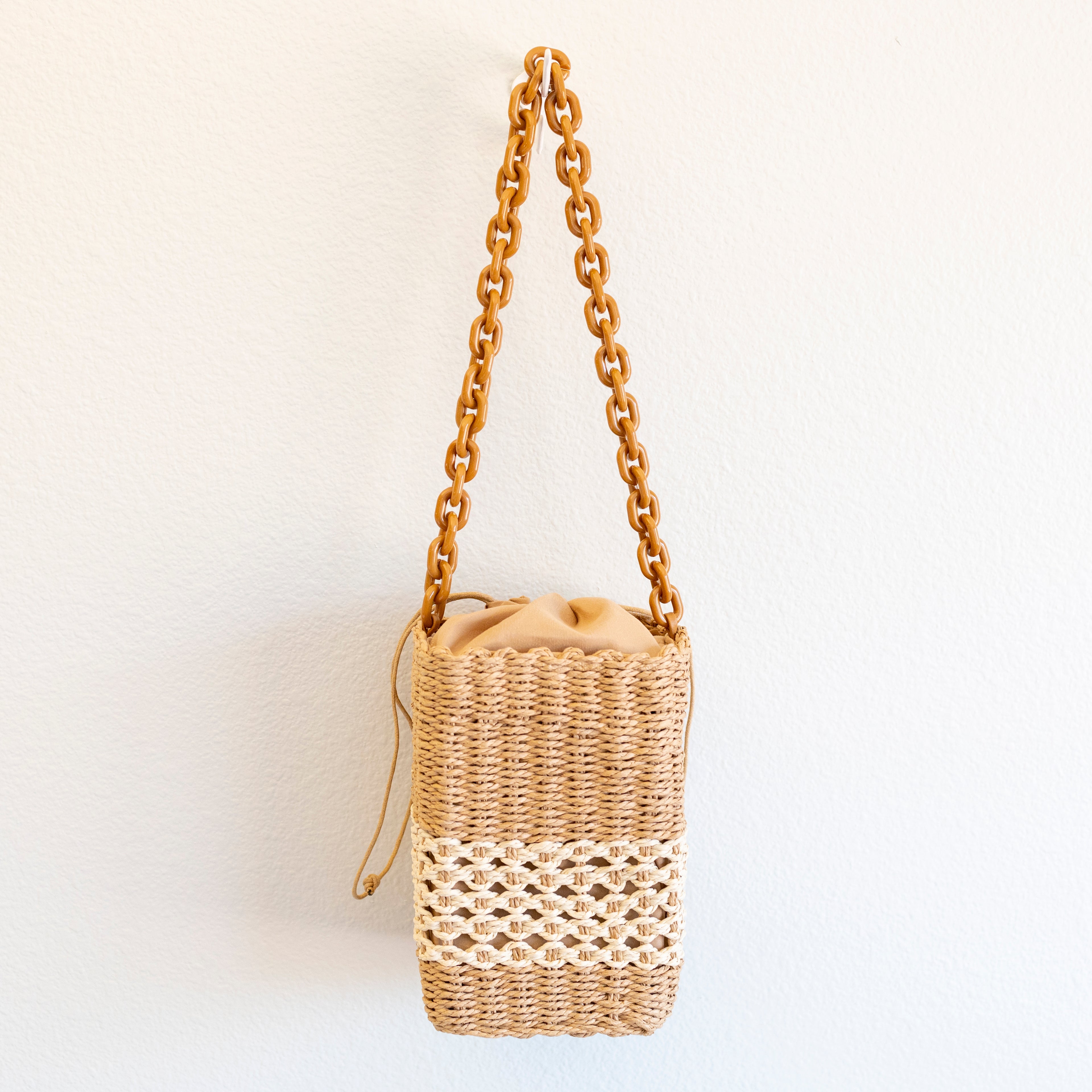 Elena Handbags Straw Cube Shaped Fashion Handbag