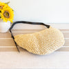 Elena Handbags Medium Size Straw Croissant Crossbody Bag
