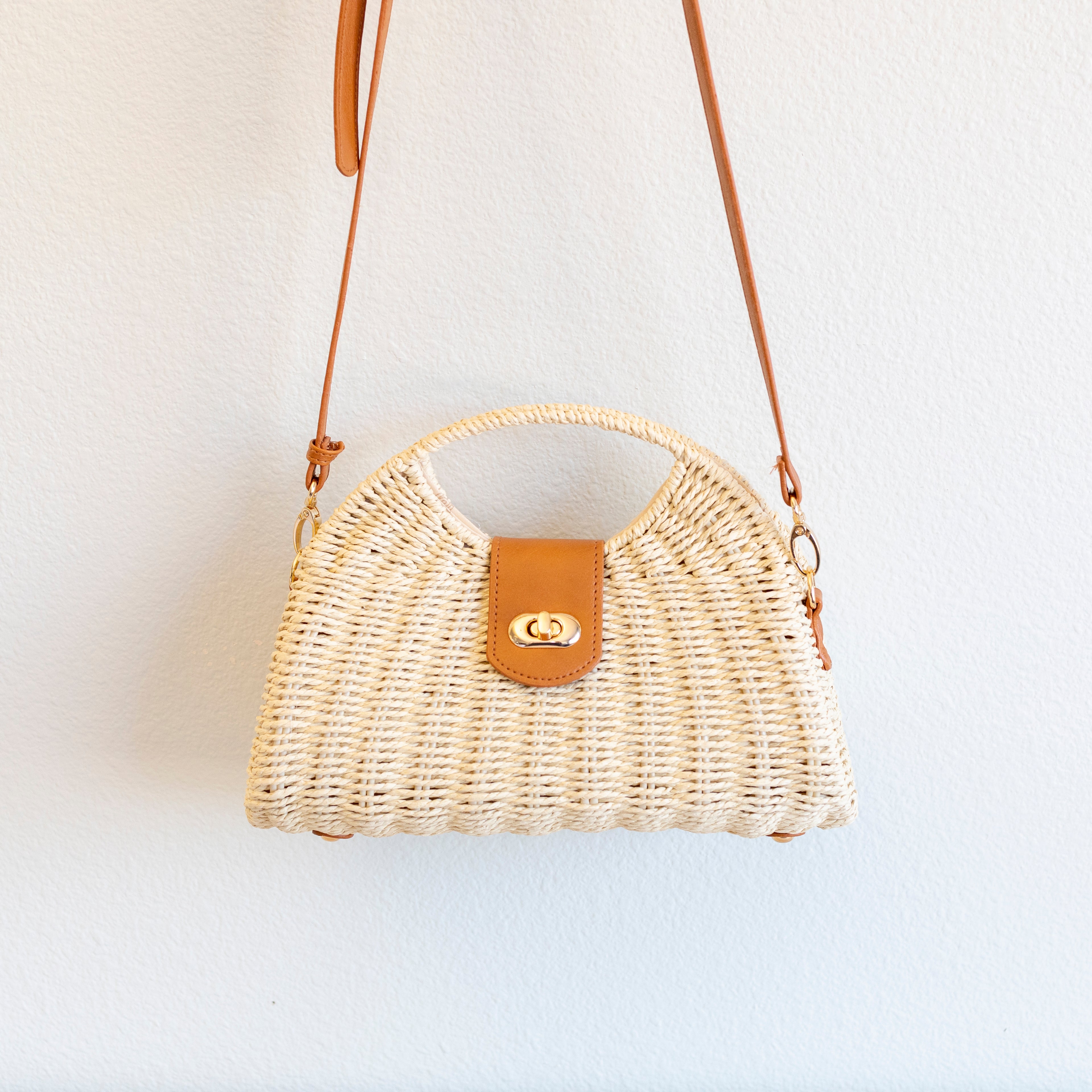 Elena Handbags Straw Shell Shape Crossbody Hobo Bag