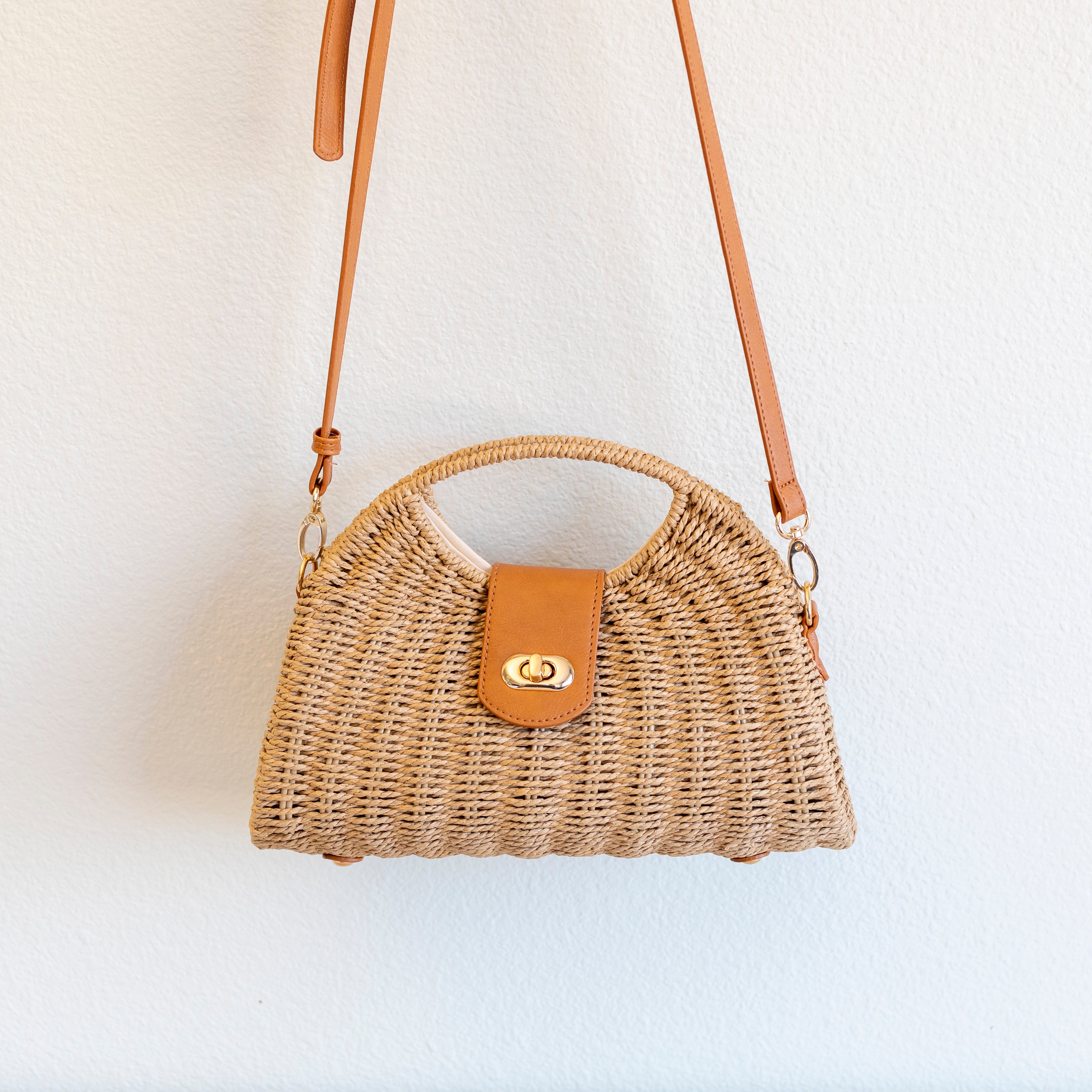 Elena Handbags Straw Shell Shape Crossbody Hobo Bag