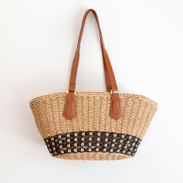 Elena Handbags Handmade Summer Straw Basket Bag Beach Handbag