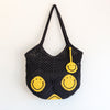 Elena Handbags Cotton Crochet Handmade Shoulder Bag with Smiley Face Design