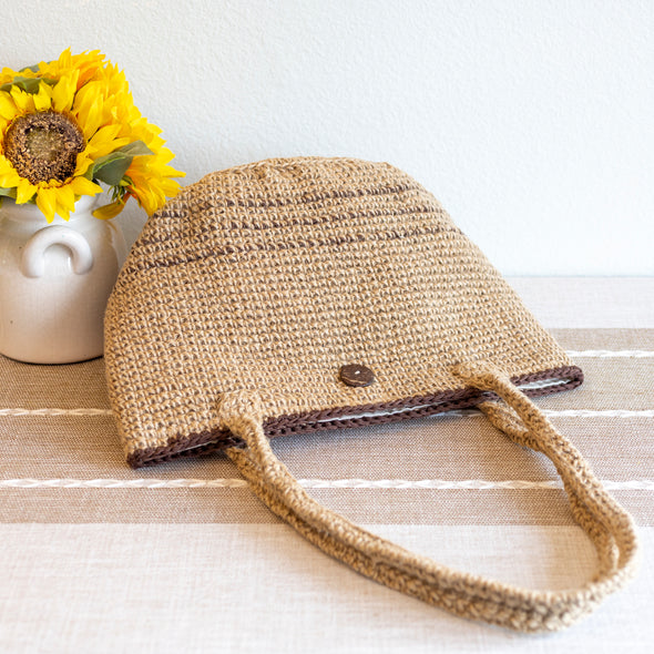 Elena Handbags Natural Cotton Flax Basket Shoulder Bag