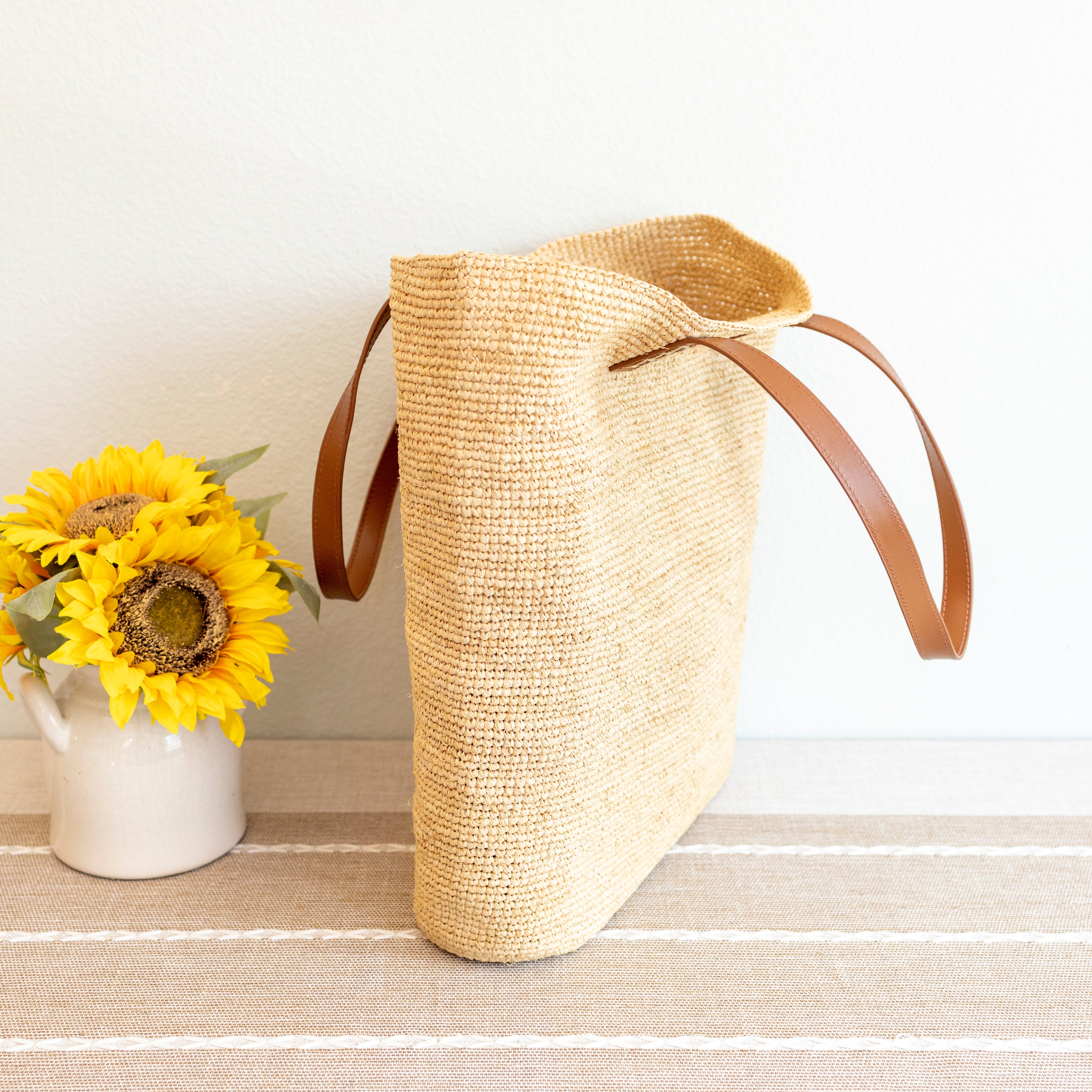 Large Soft Raffia Woven Summer Straw Tote