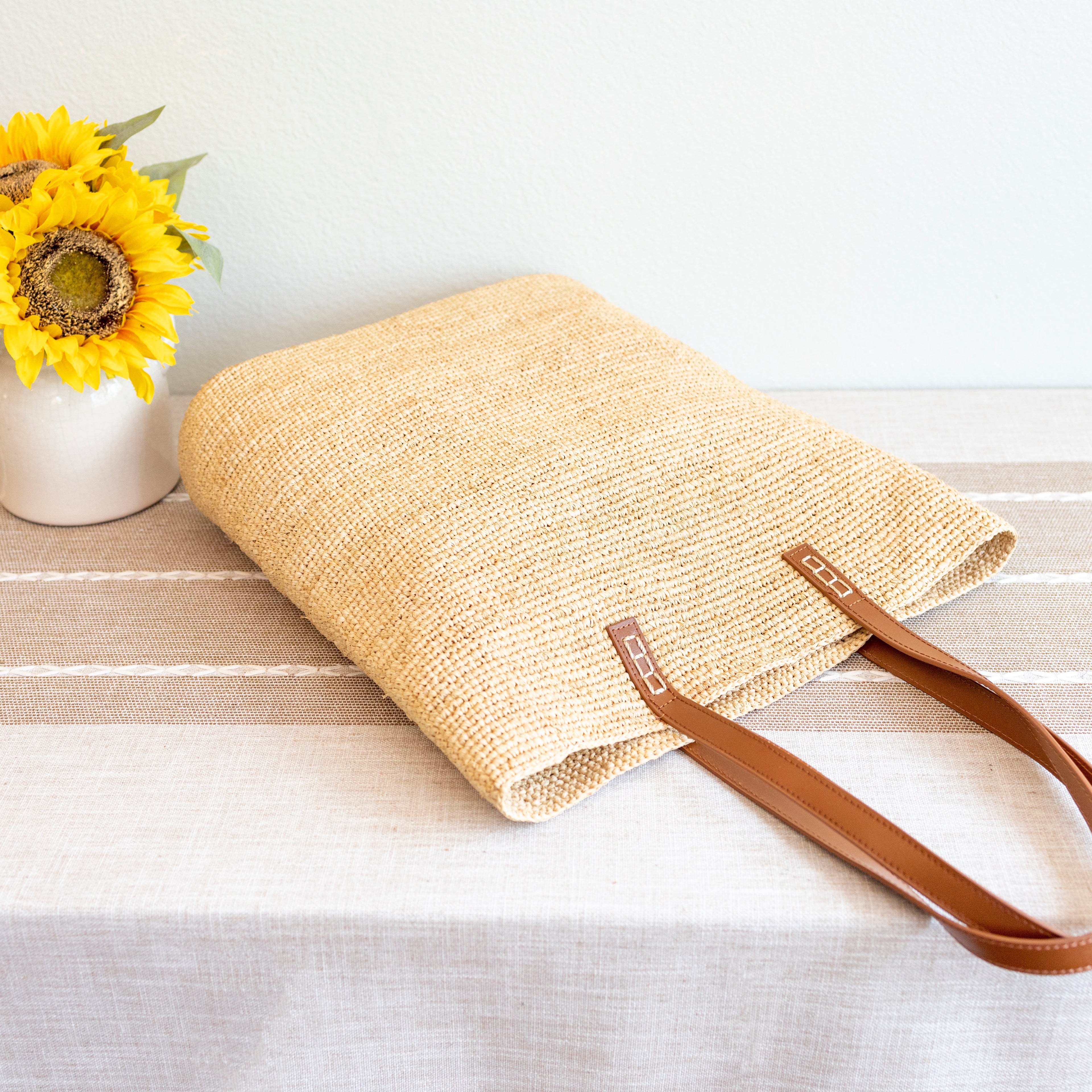 Large Soft Raffia Woven Summer Straw Tote