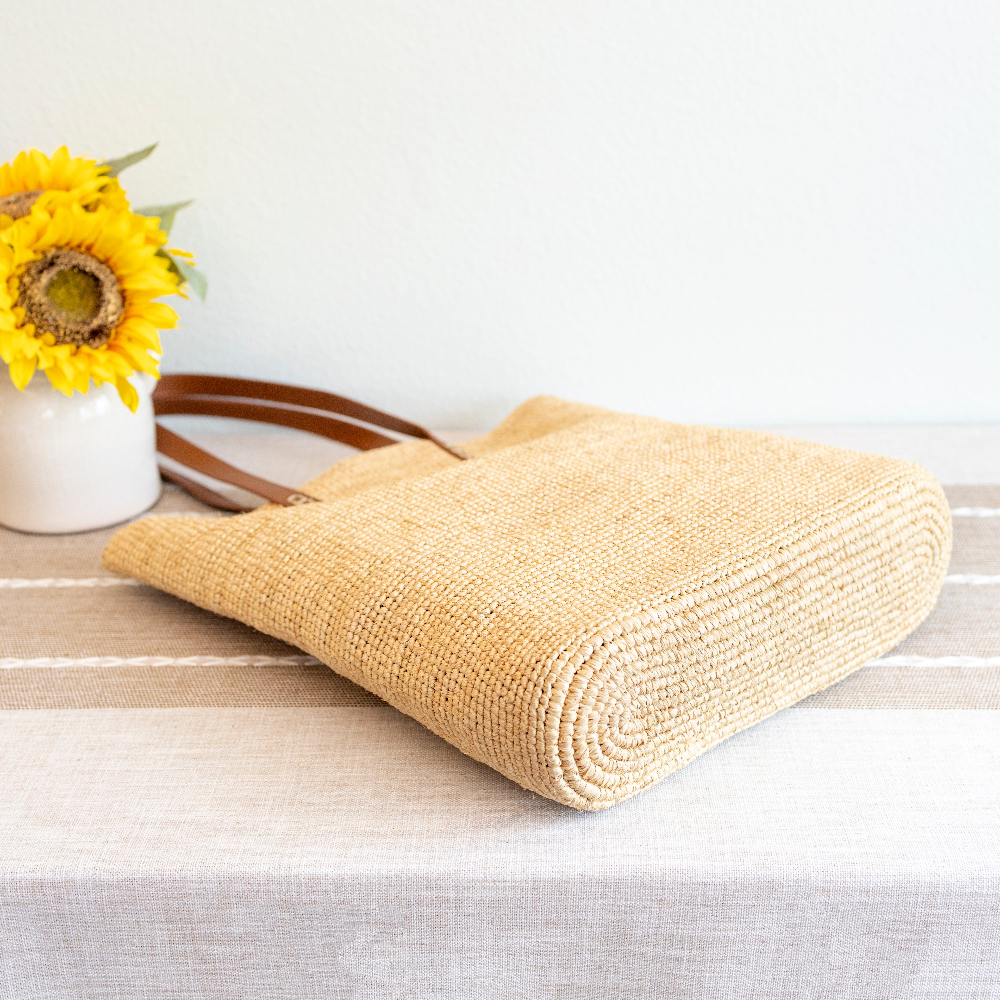 Large Soft Raffia Woven Summer Straw Tote