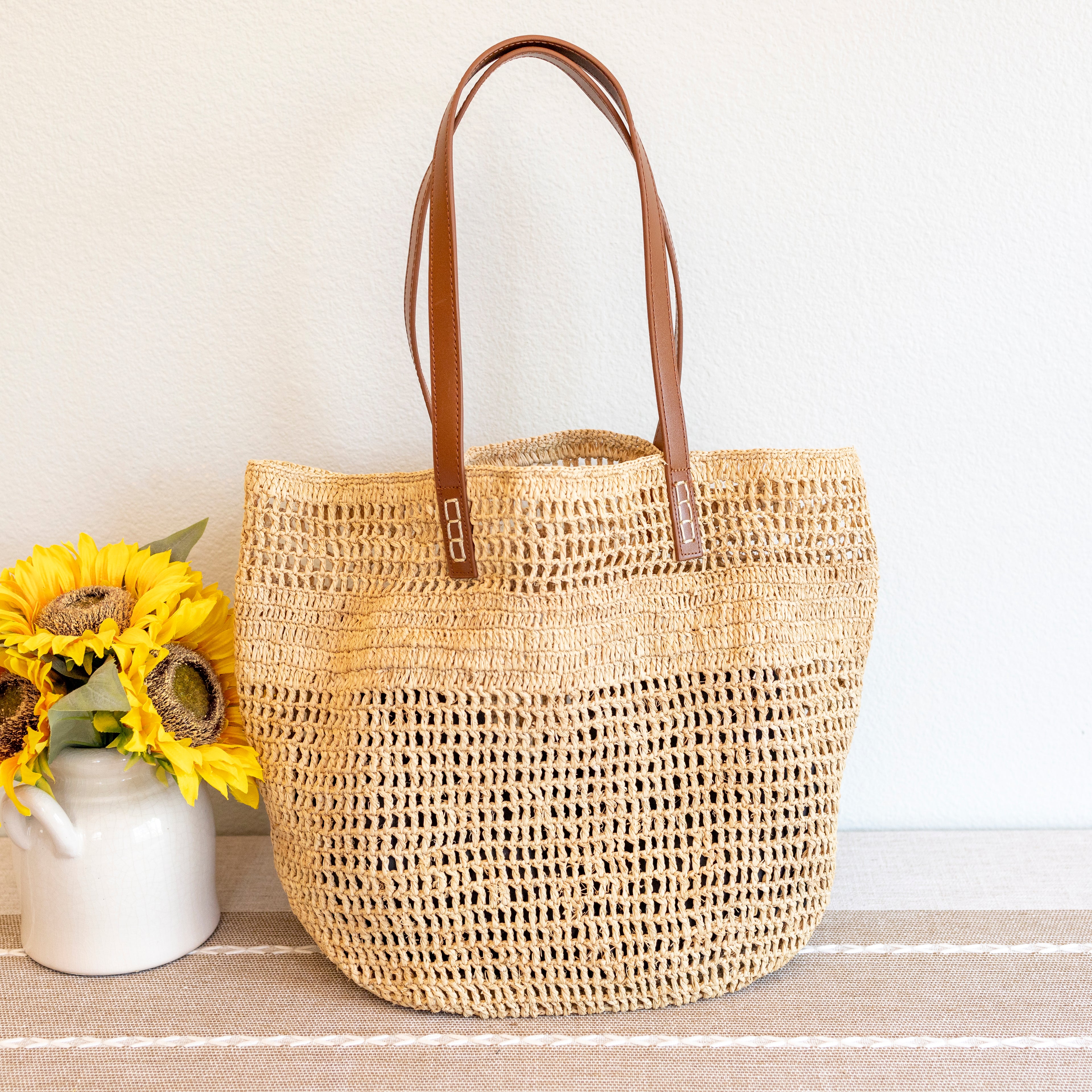 Large Soft Raffia Woven Summer Straw Tote