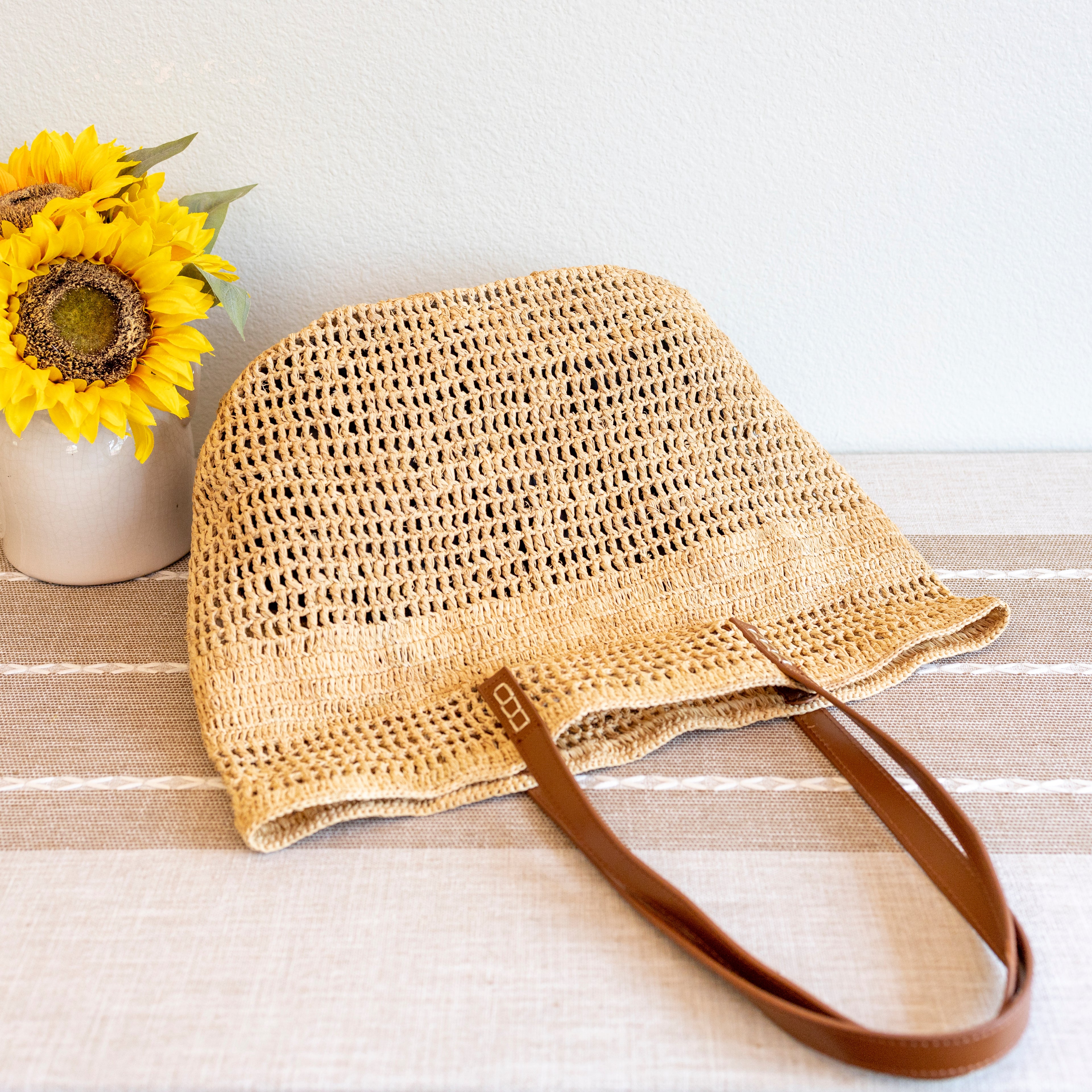 Large Soft Raffia Woven Summer Straw Tote