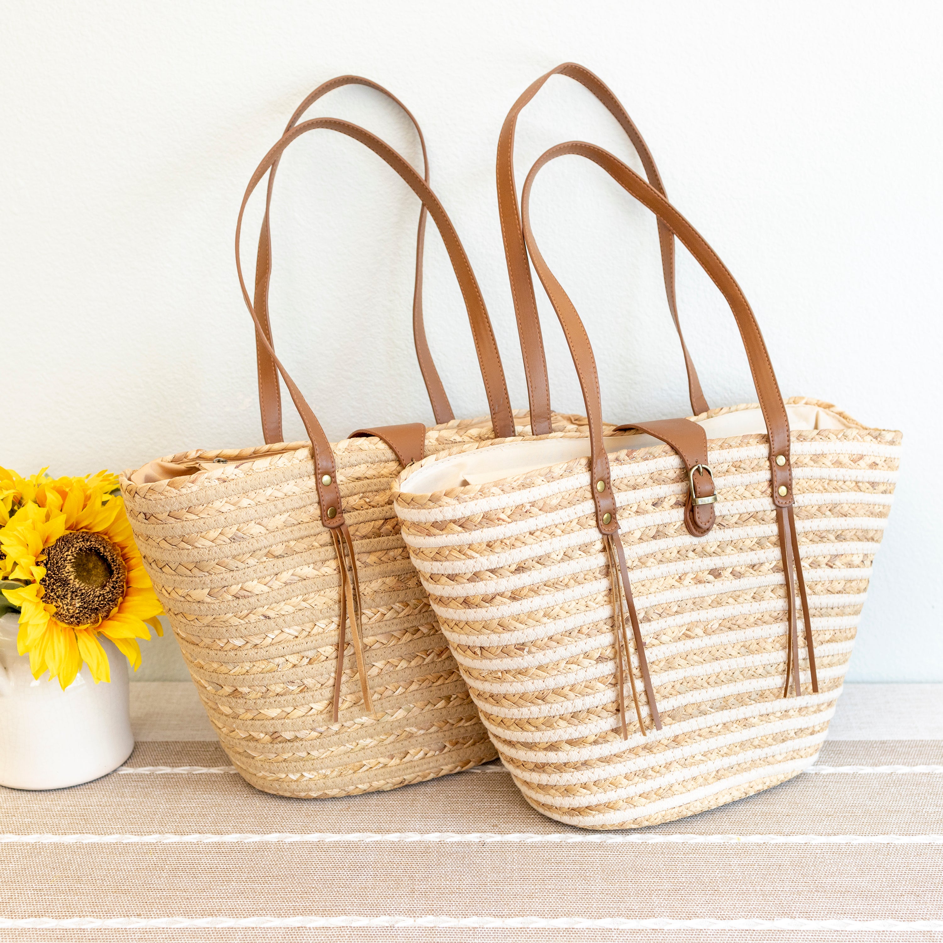 Women's Woven Straw Market Tote Bag