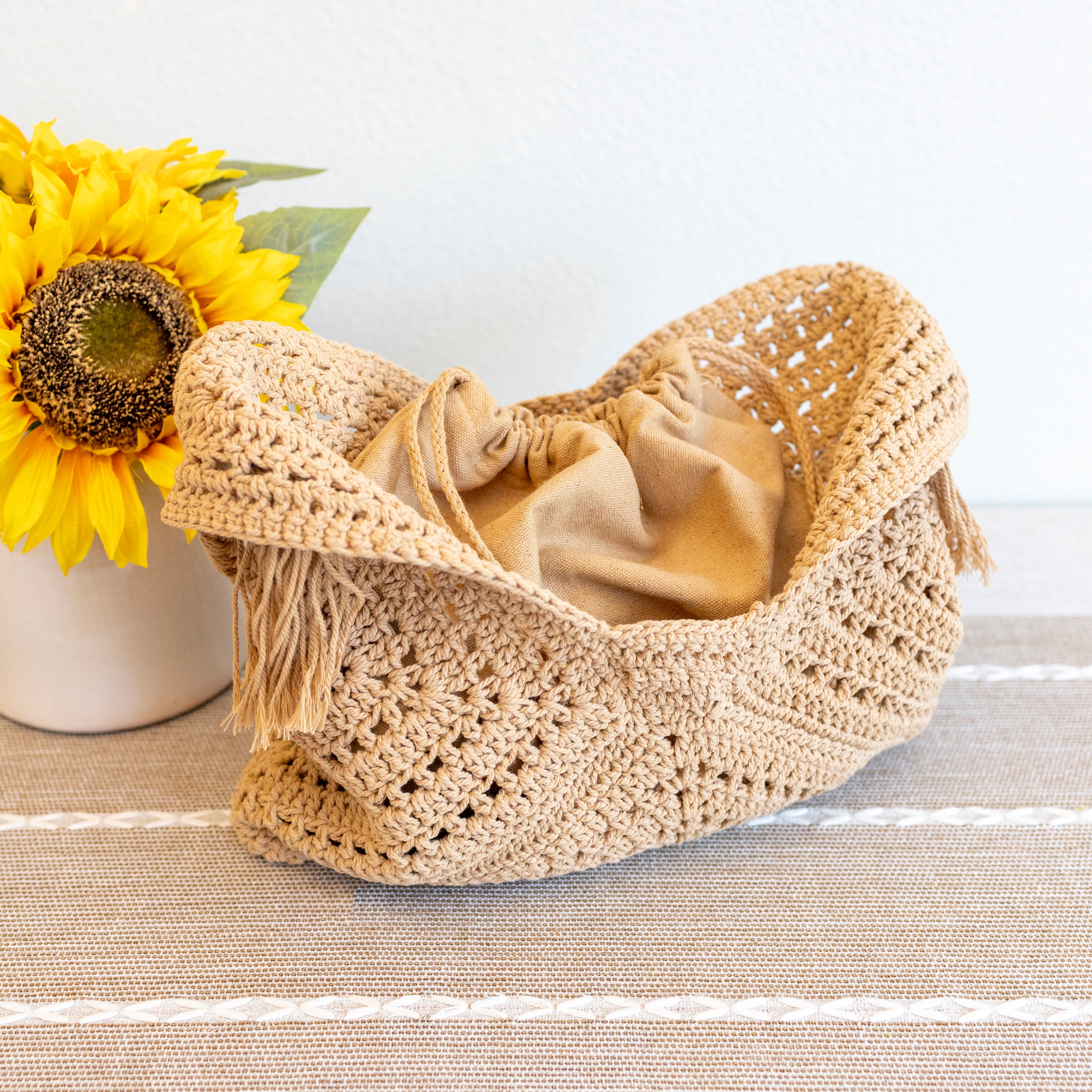 Retro Cotton Crochet Shoulder Bag