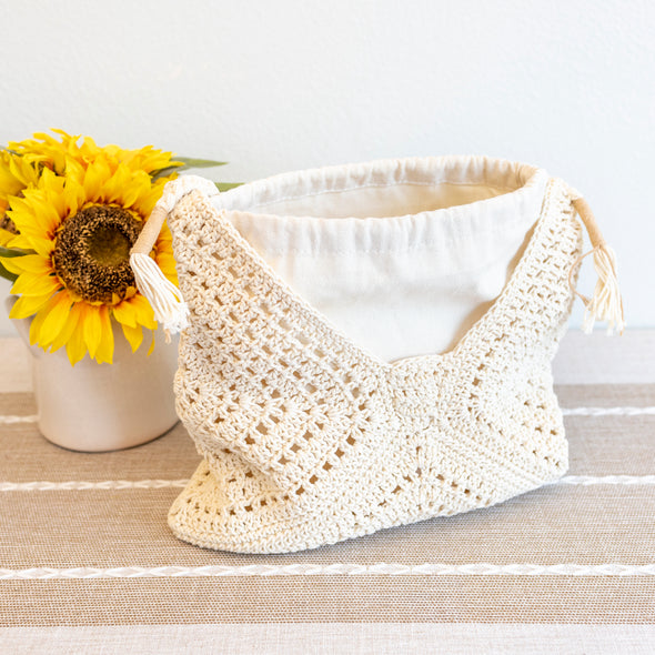 Elena Handbags Retro Cotton Crochet Shoulder Bag