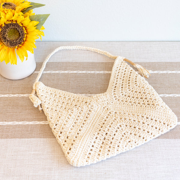 Elena Handbags Retro Cotton Crochet Shoulder Bag