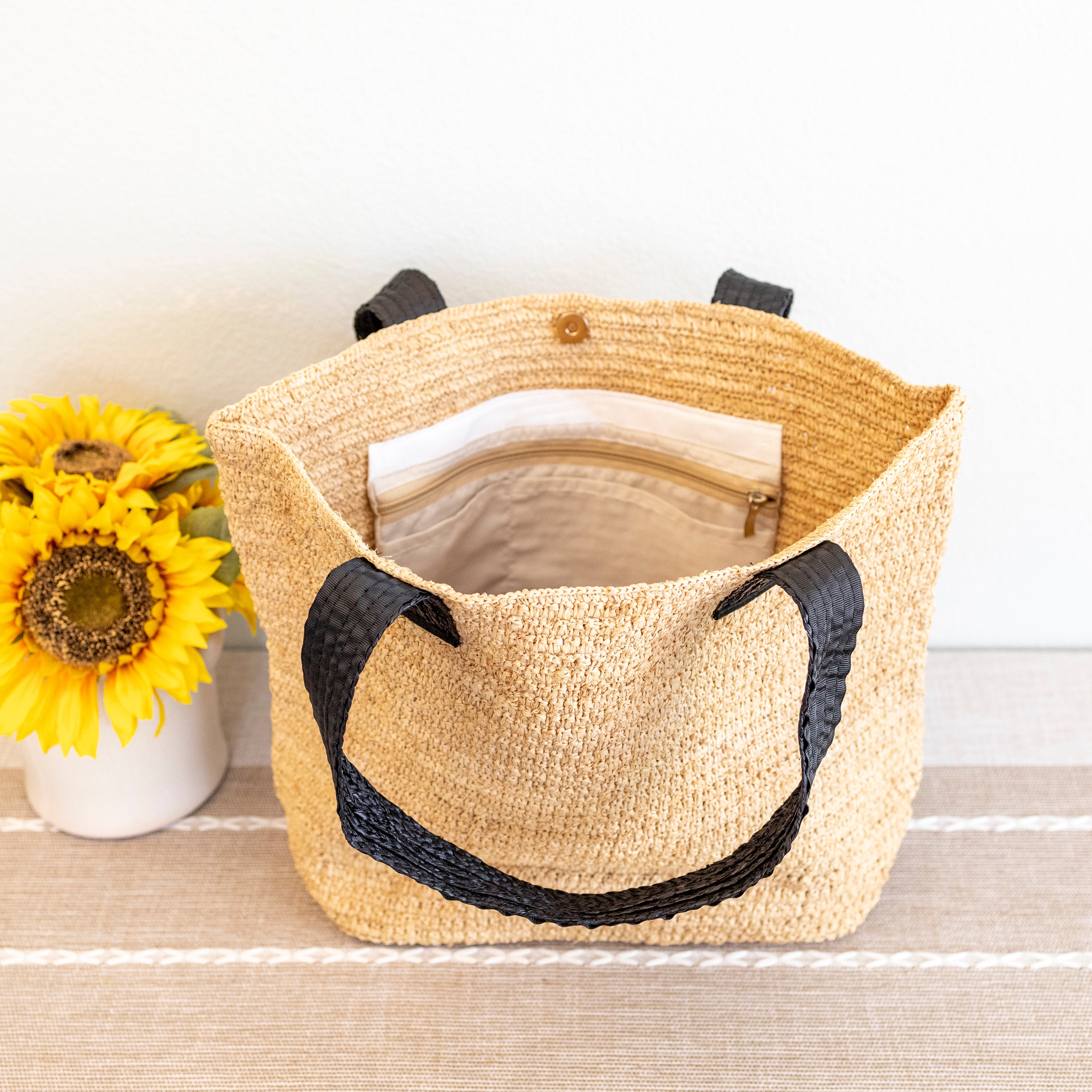 Large Soft Raffia Woven Summer Straw Tote