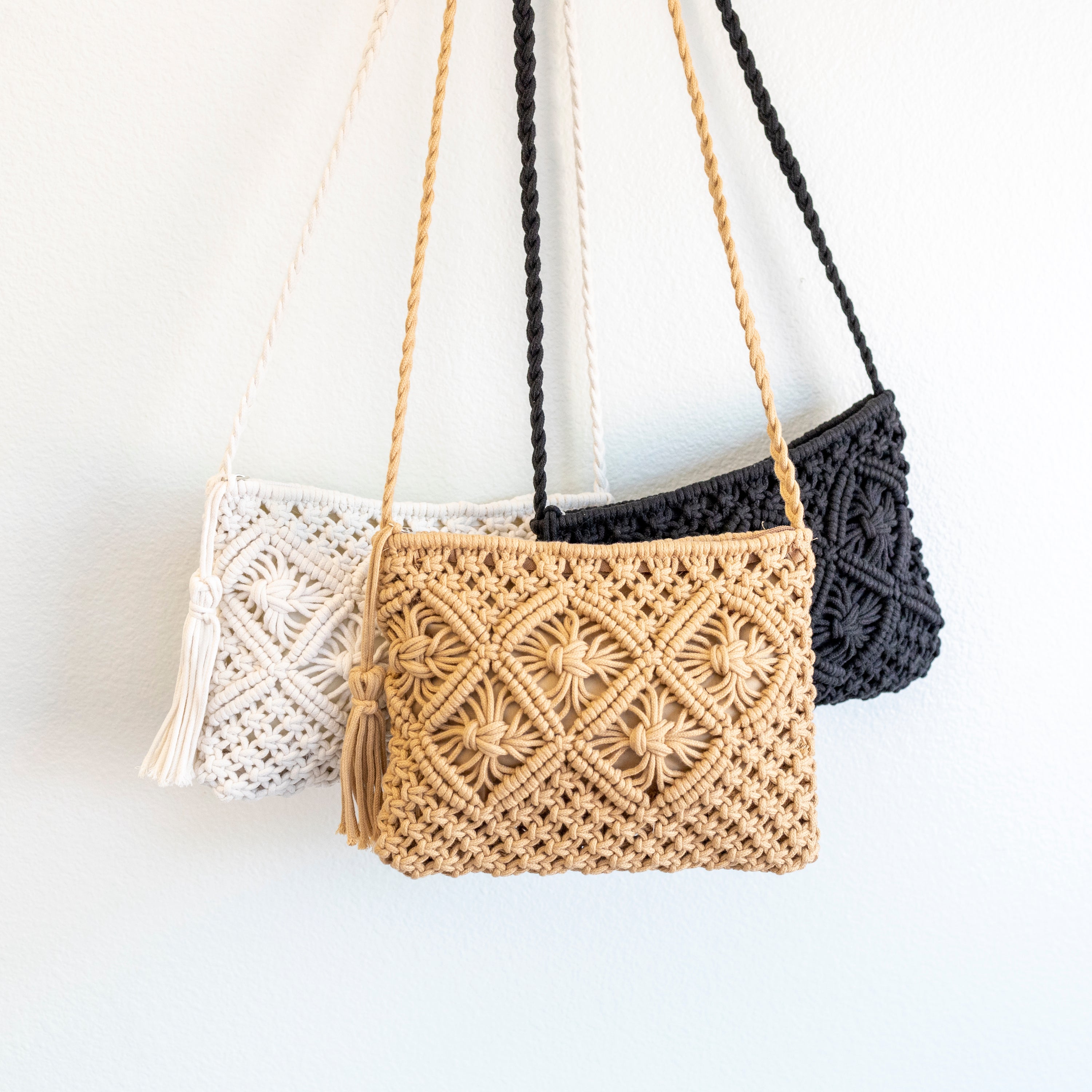 Woven Macrame Crossbody Purse