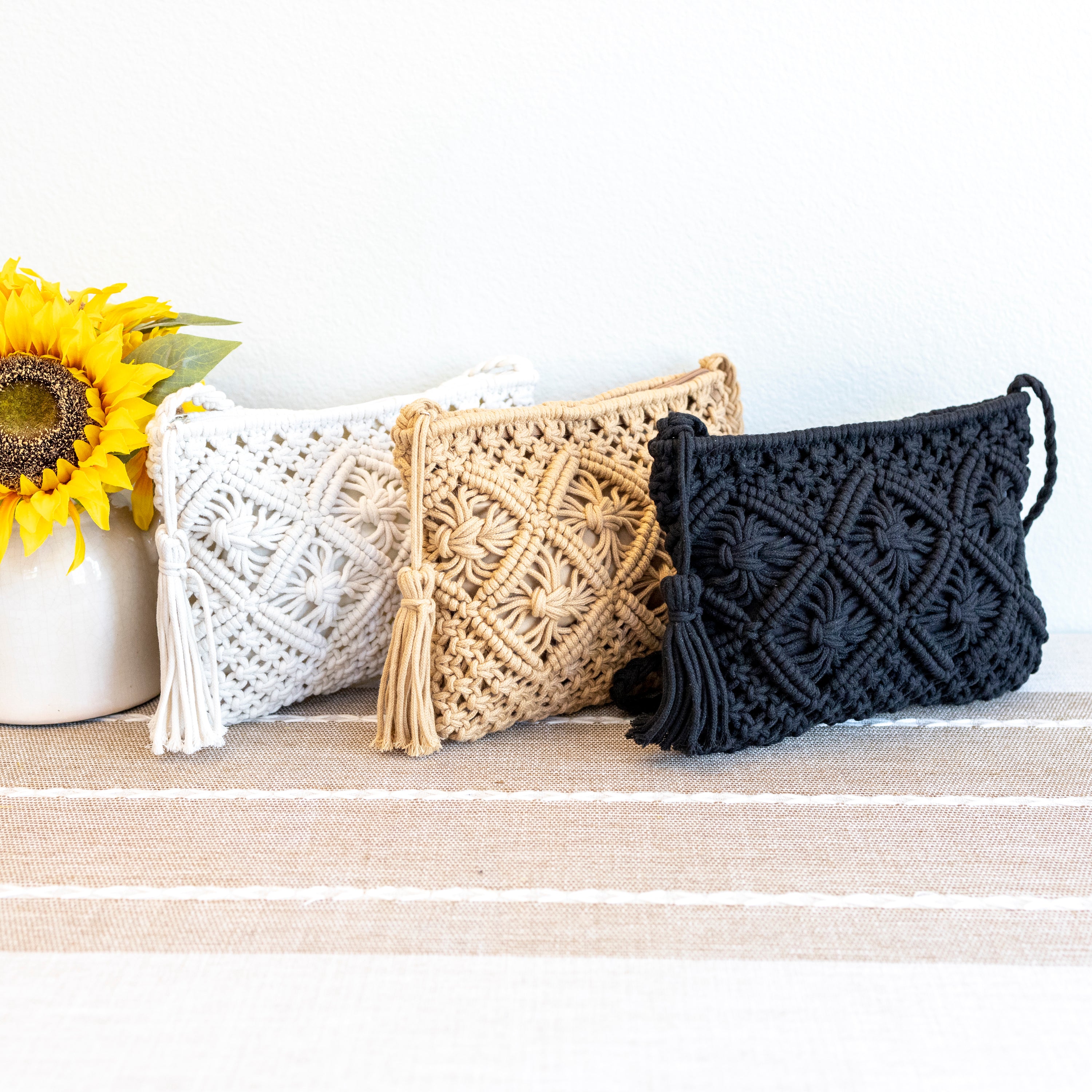 Woven Macrame Crossbody Purse