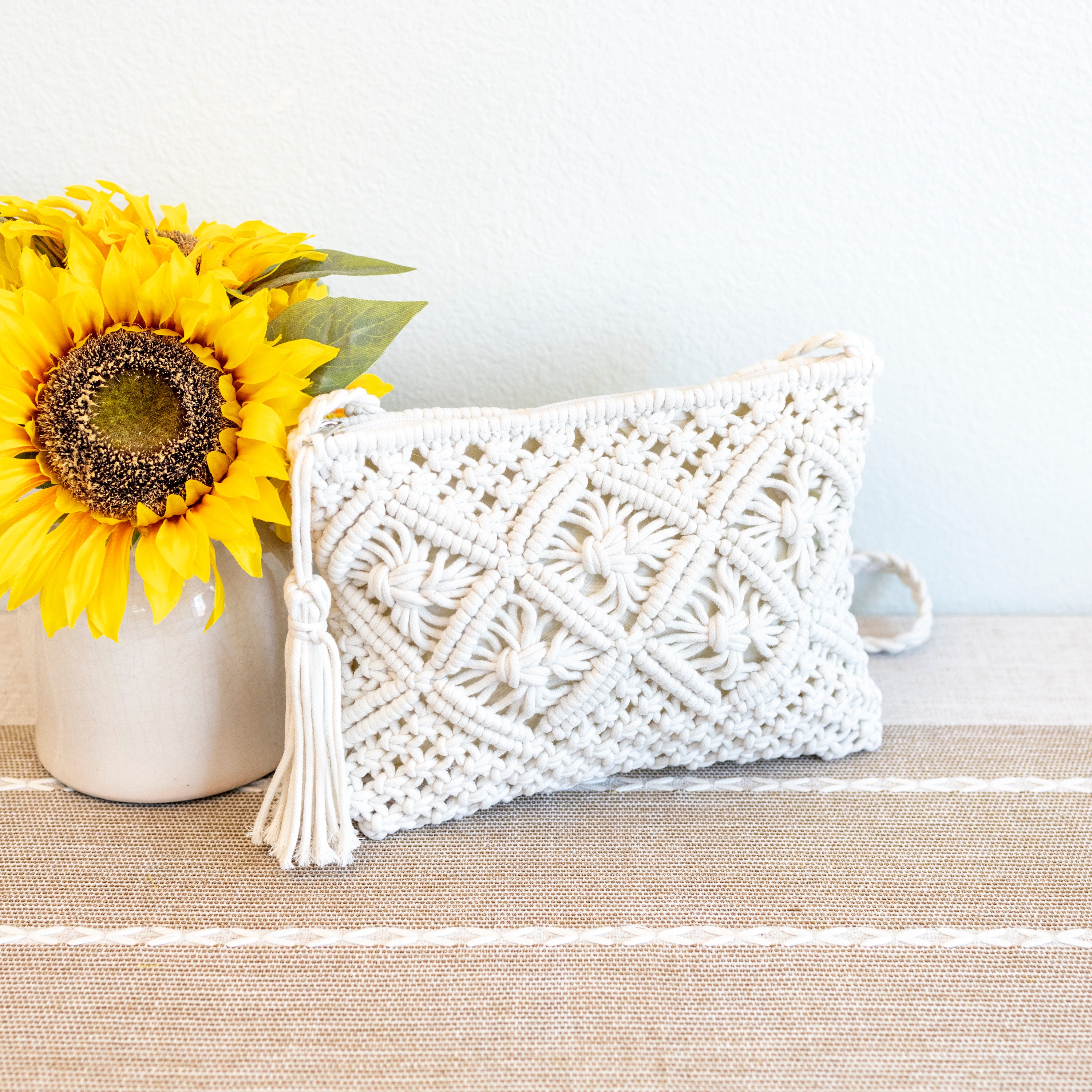 Woven Macrame Crossbody Purse