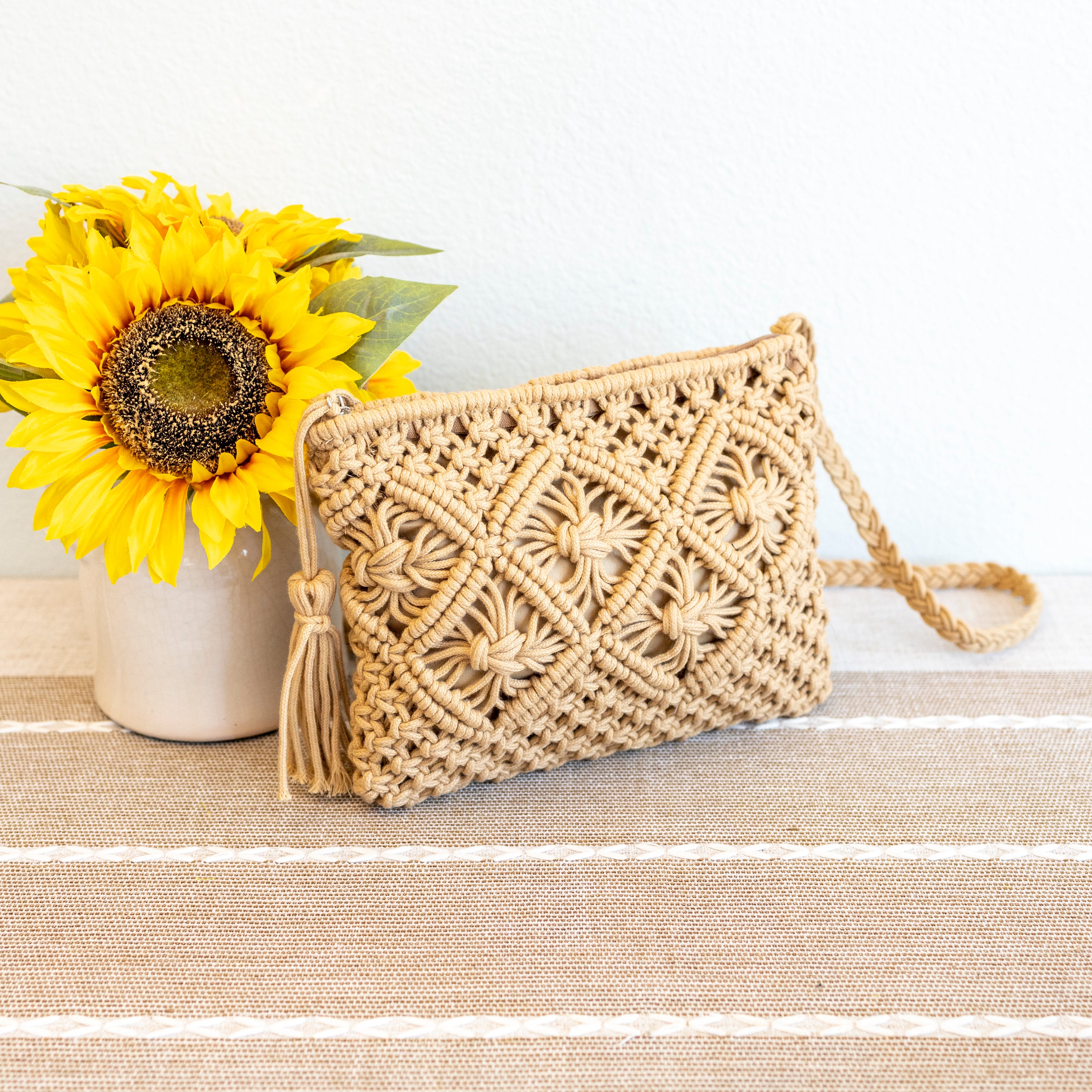 Woven Macrame Crossbody Purse