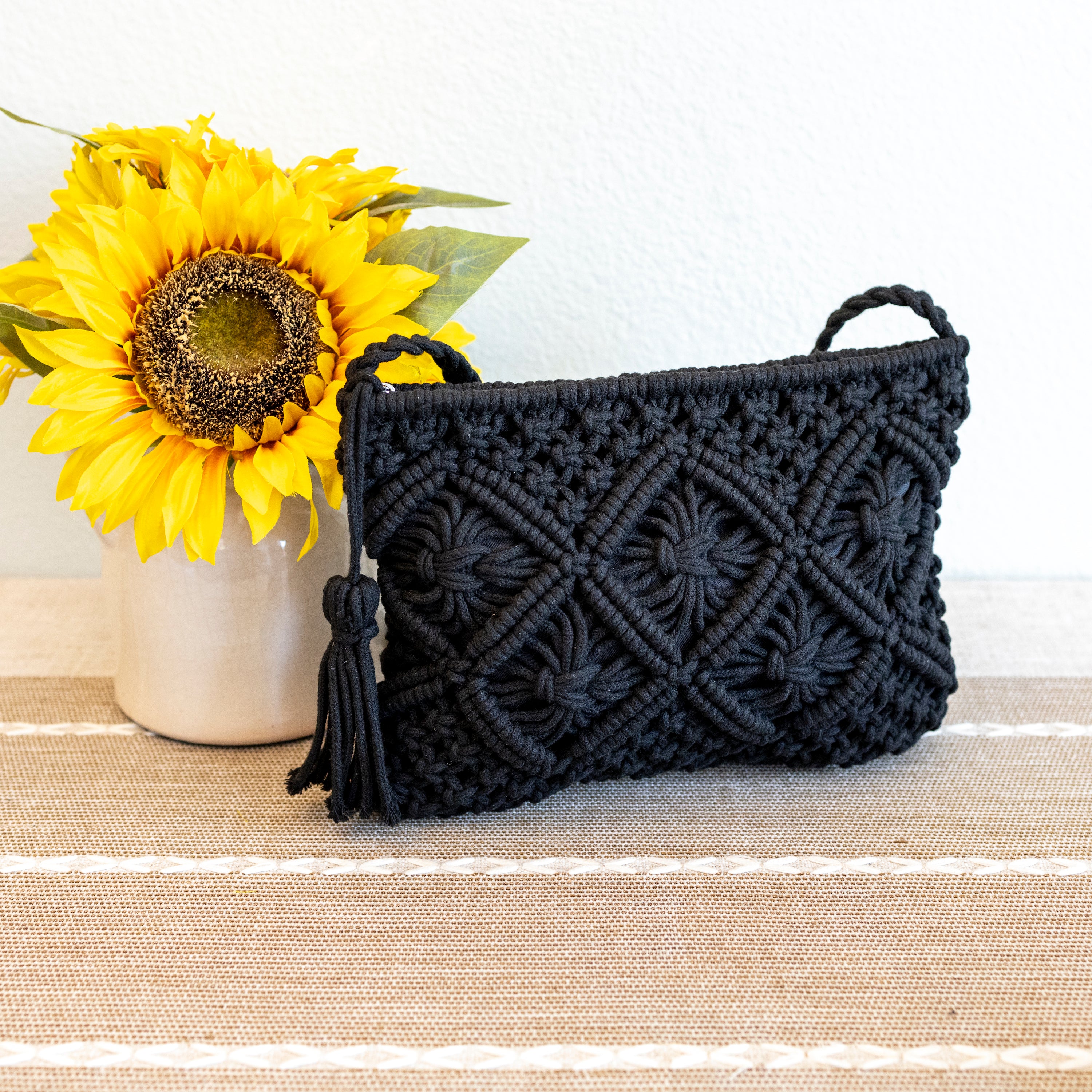 Woven Macrame Crossbody Purse