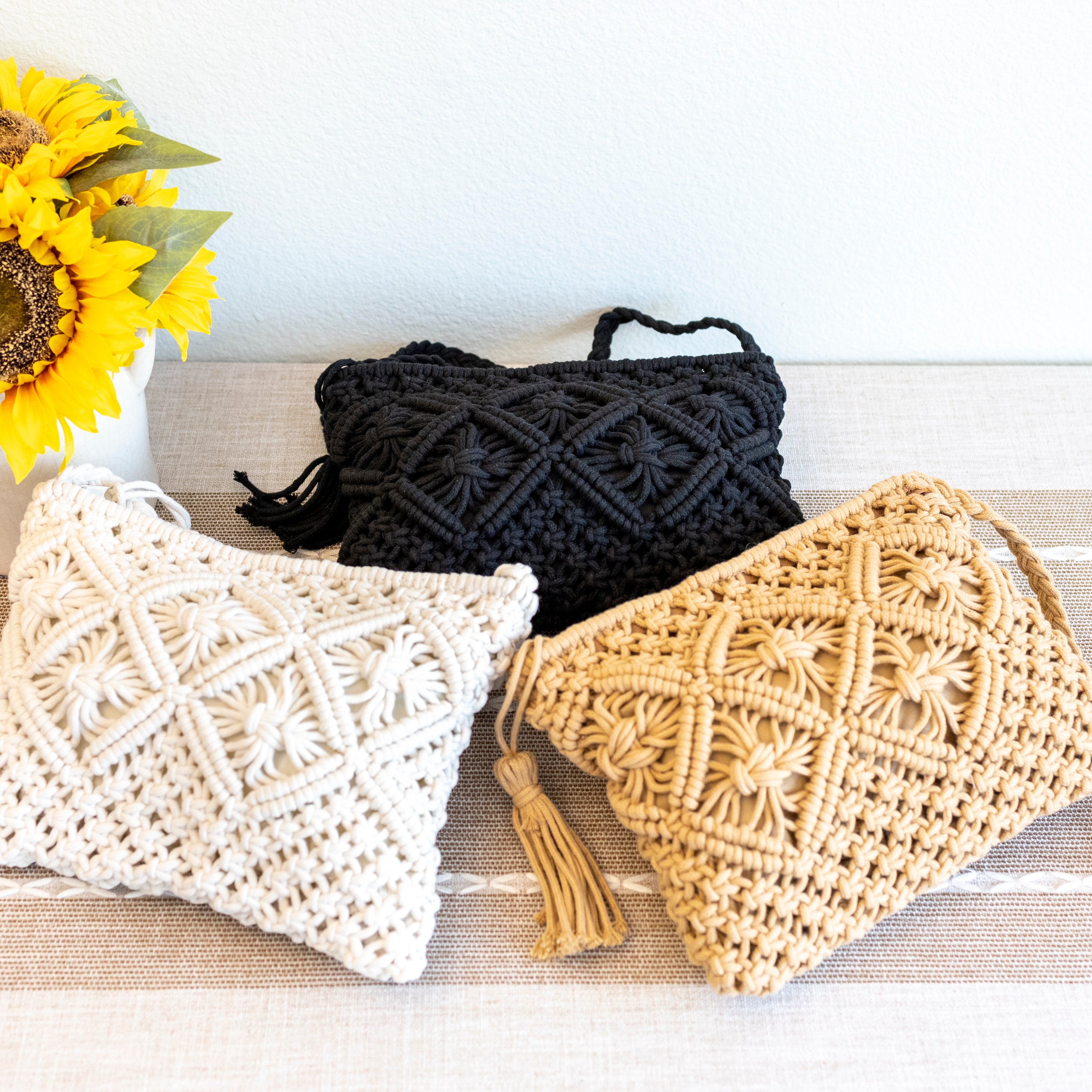 Woven Macrame Crossbody Purse