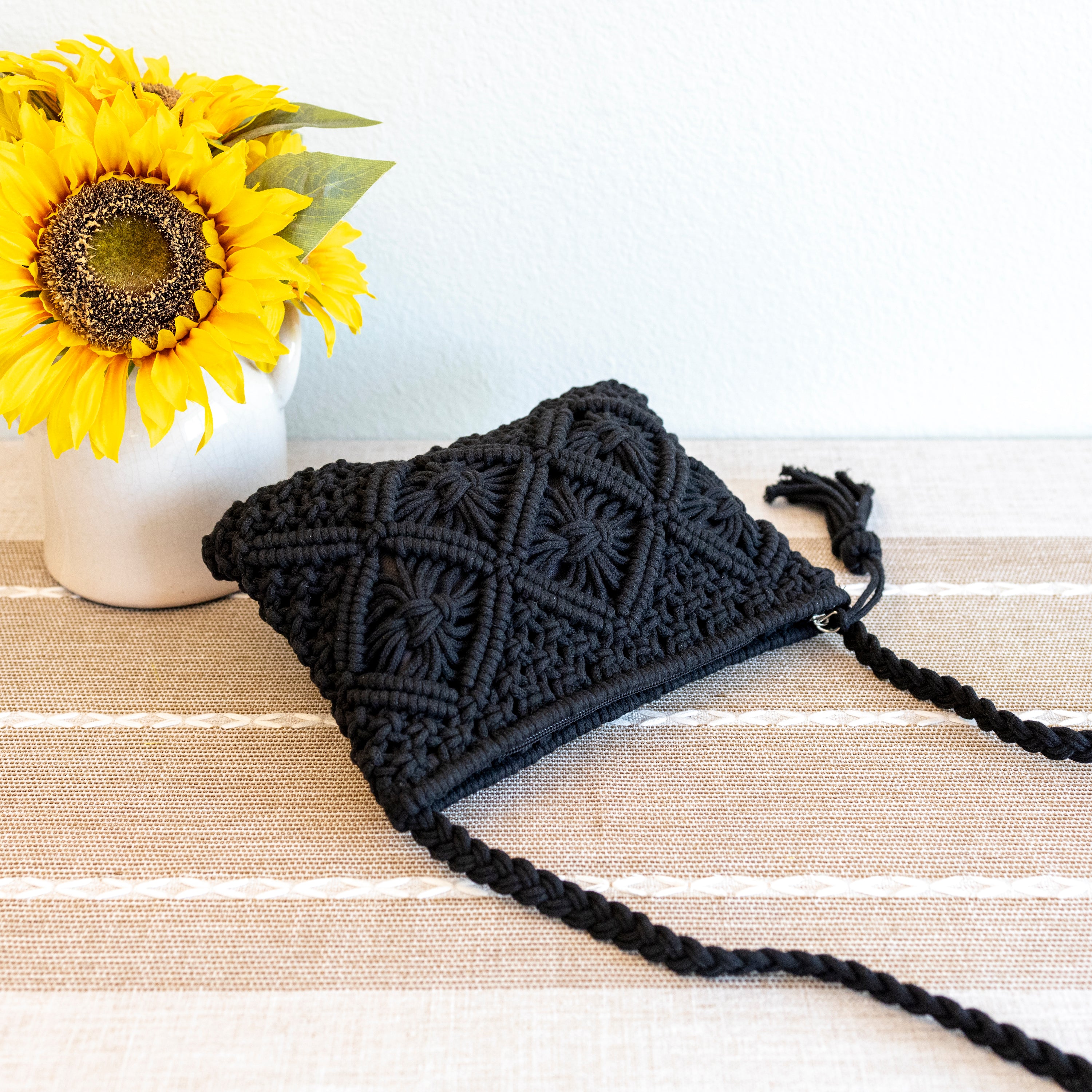 Woven Macrame Crossbody Purse