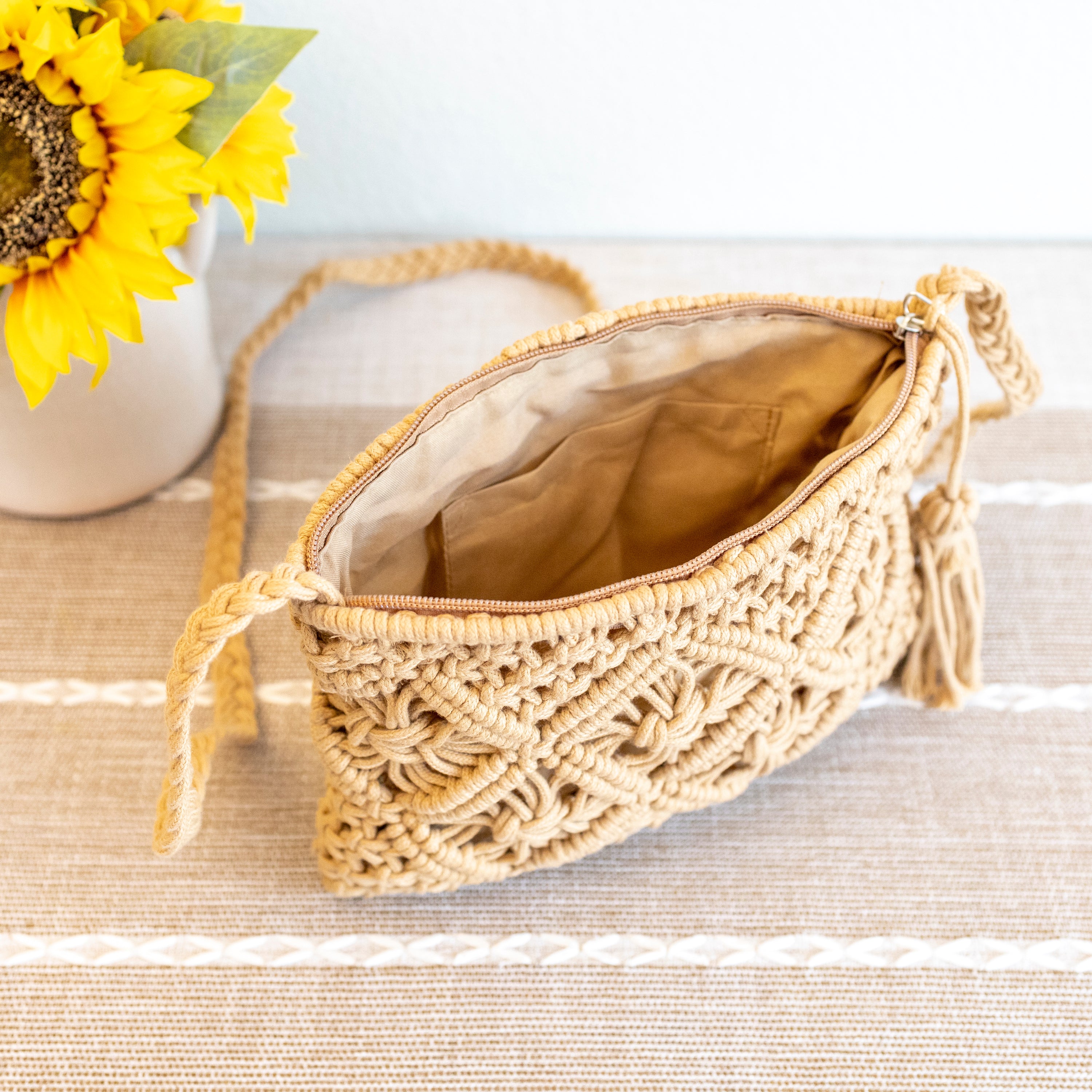 Woven Macrame Crossbody Purse