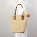Large Soft Raffia Woven Summer Straw Tote with Genuine Leather Straps