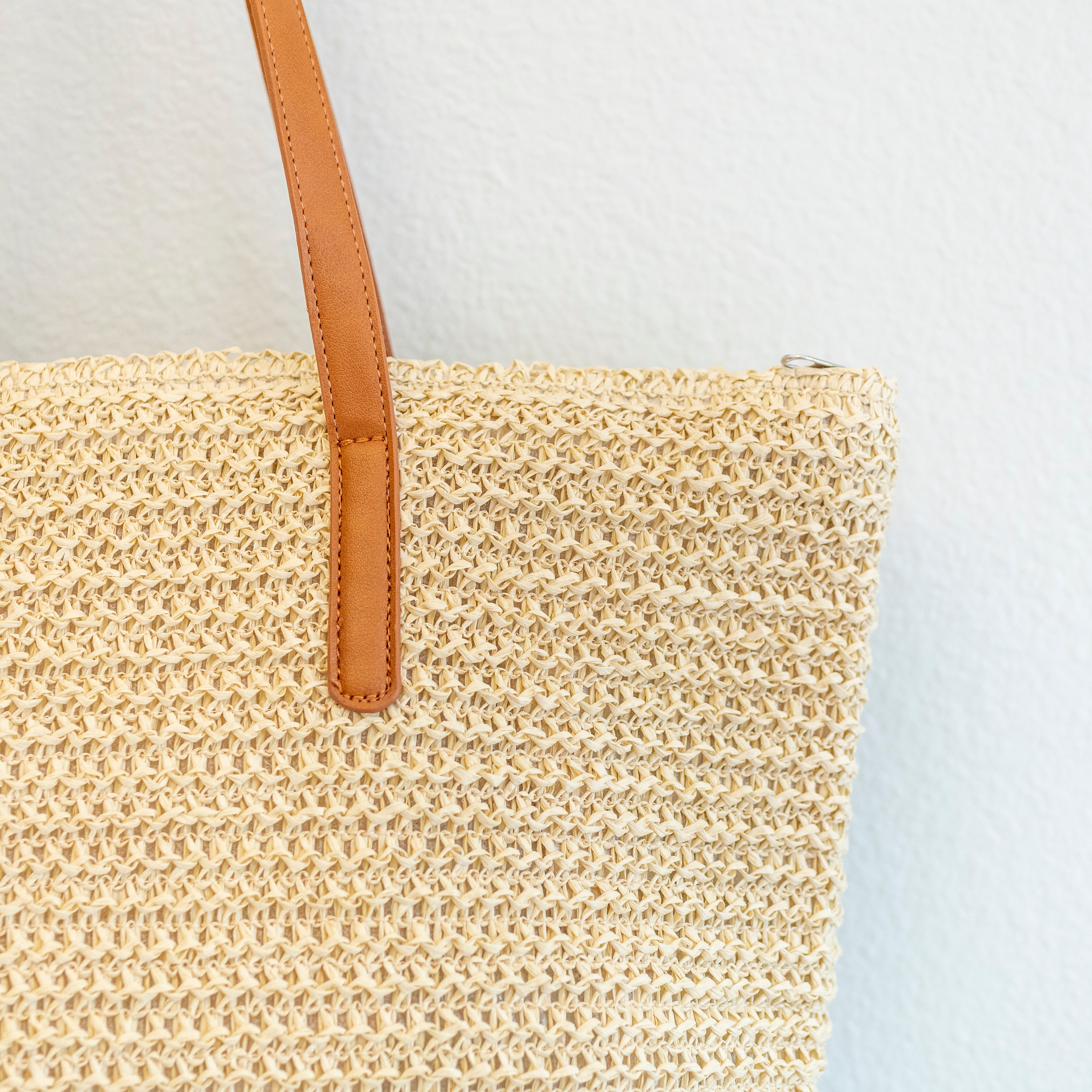Striped Large Straw Woven Tote
