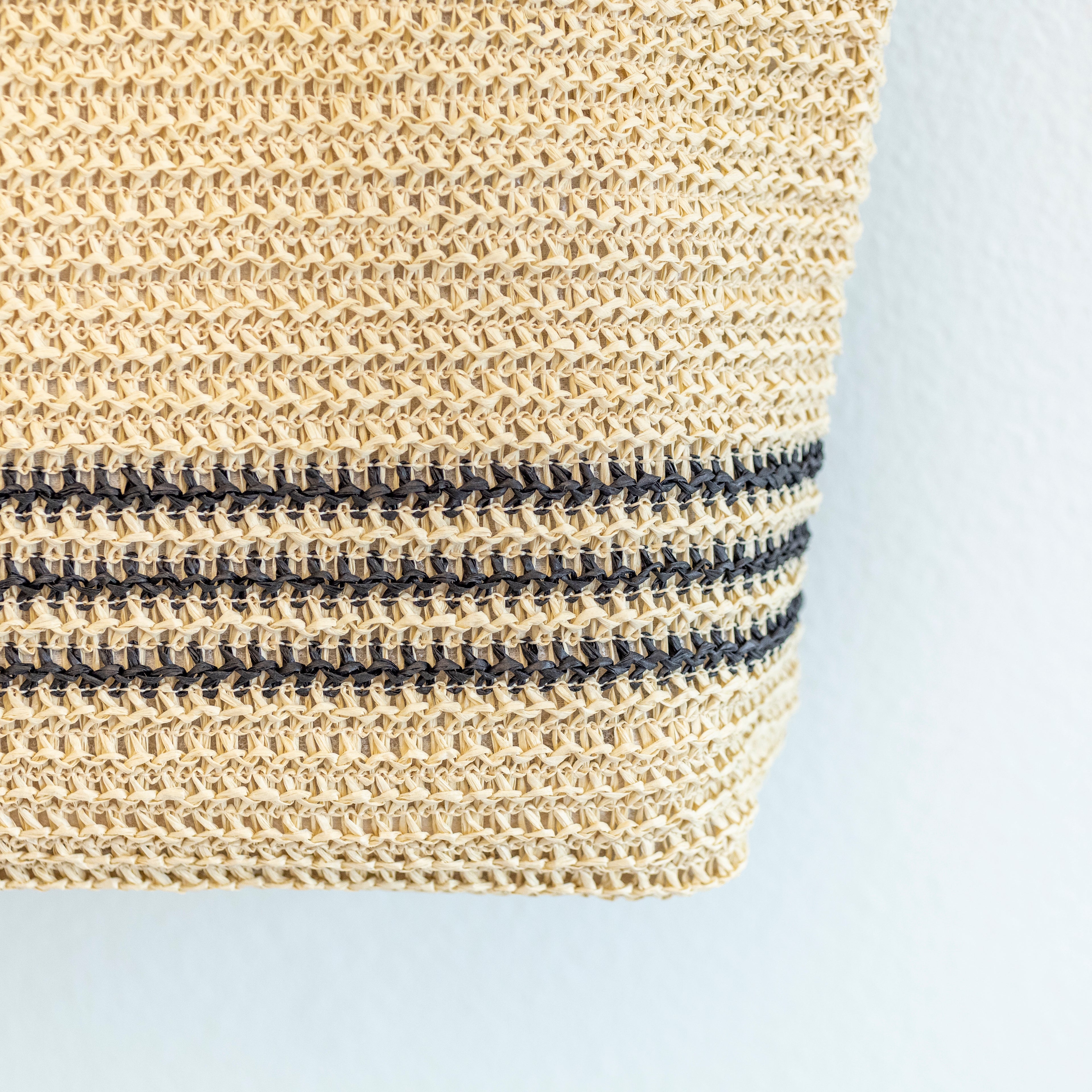 Striped Large Straw Woven Tote