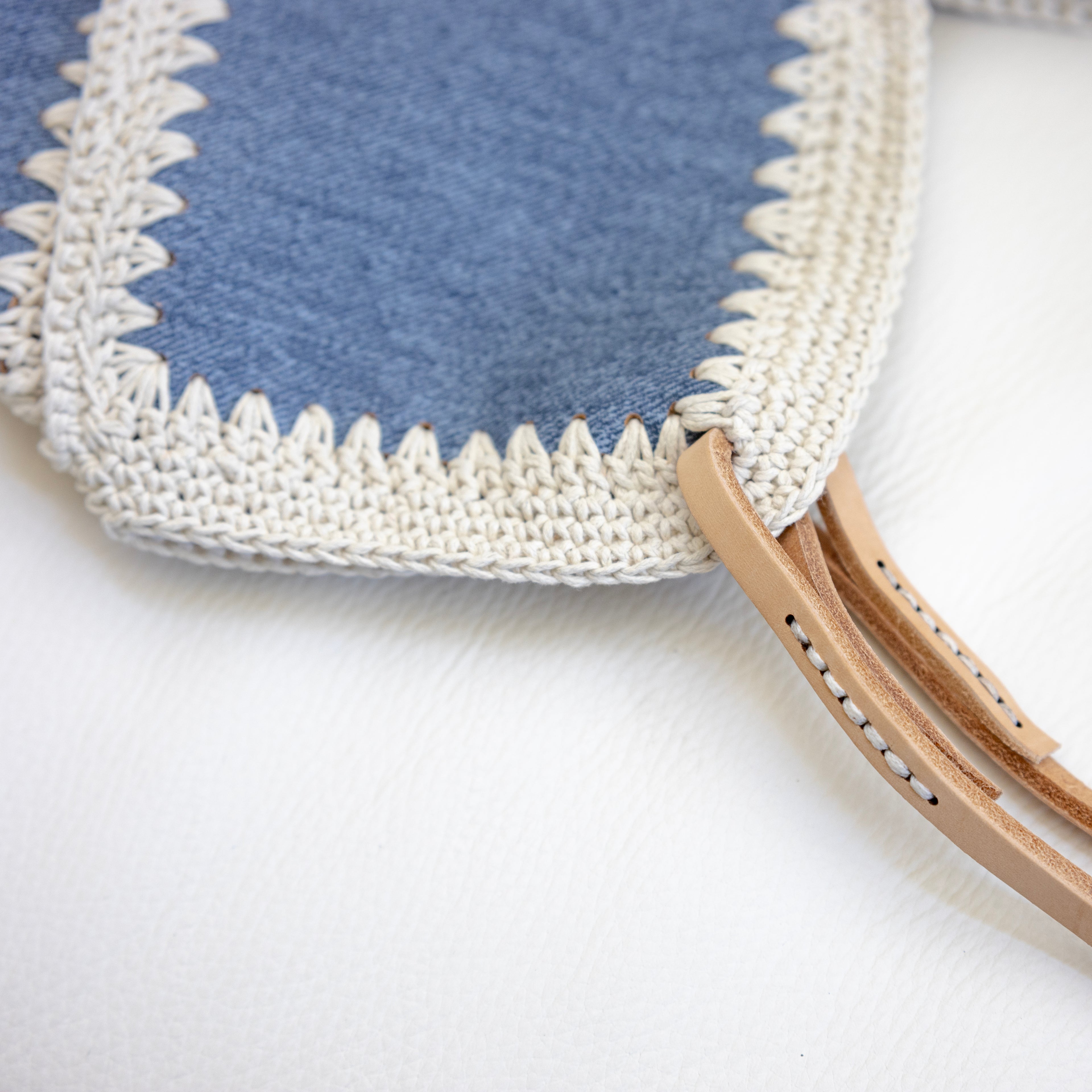 Denim Crochet Patchwork Shoulder Tote