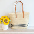Striped Large Straw Woven Tote