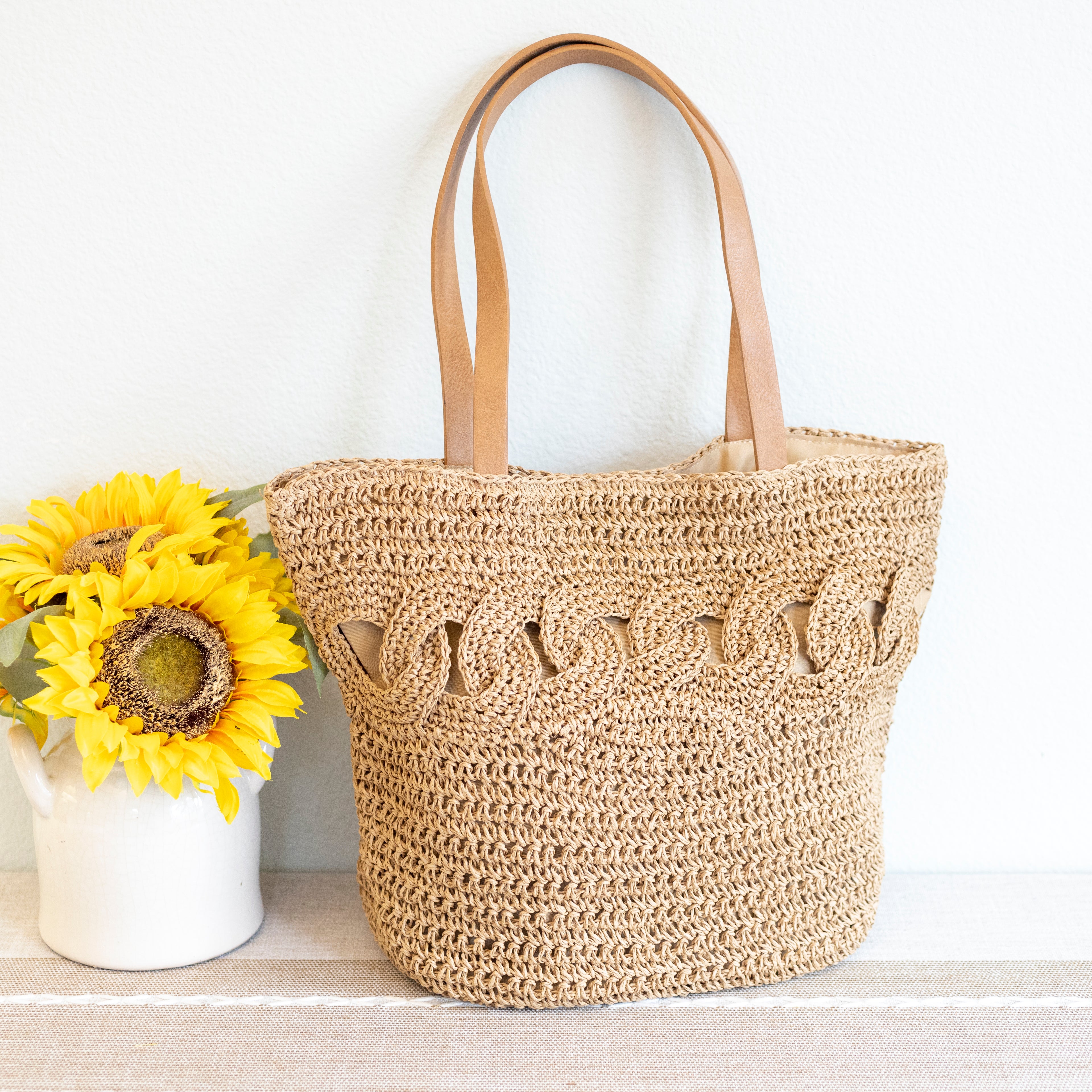 Beach Straw Woven Tote Bag
